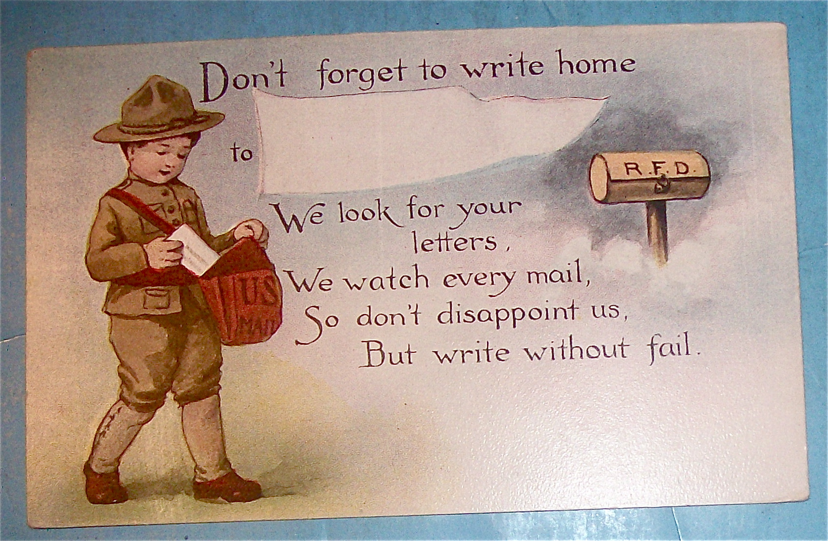 Soldier Boy Mailing Letters Postcard