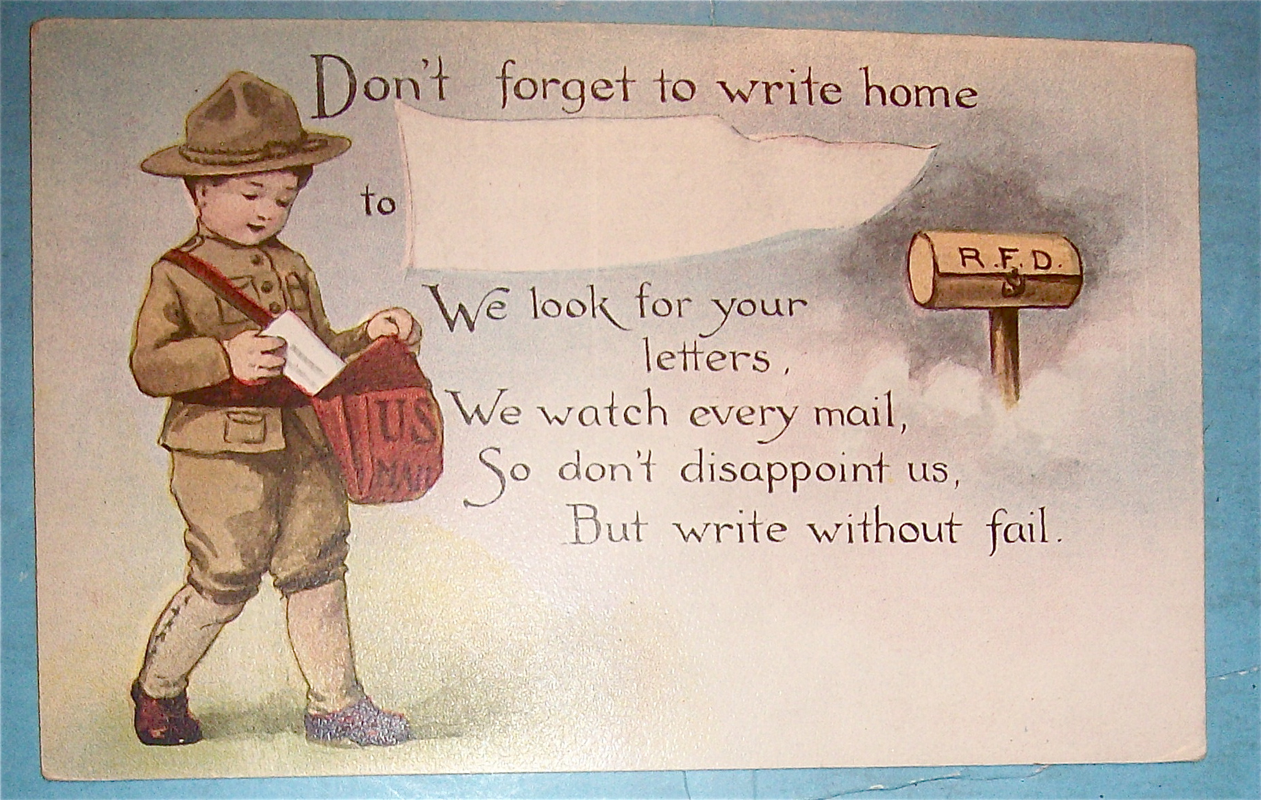 Soldier Boy Mailing Letters Postcard