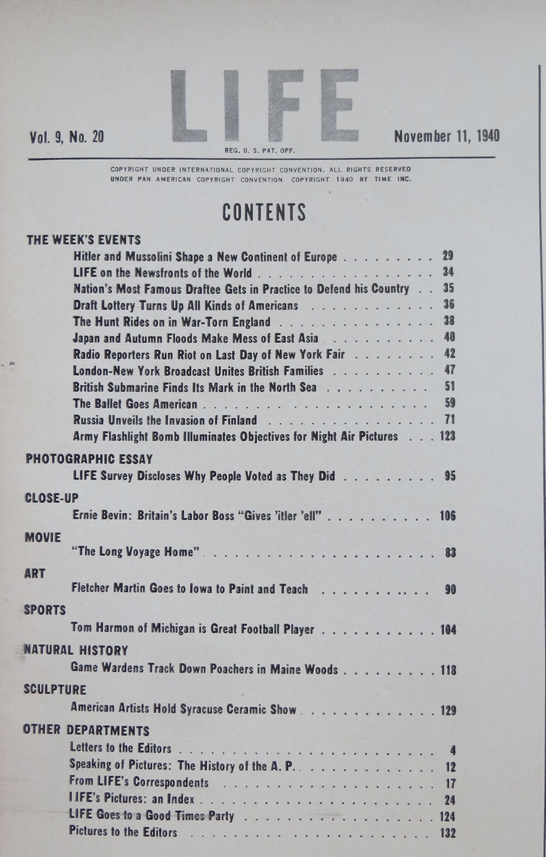 Life Magazine-November 11, 1940-Michigan's Great Harmon