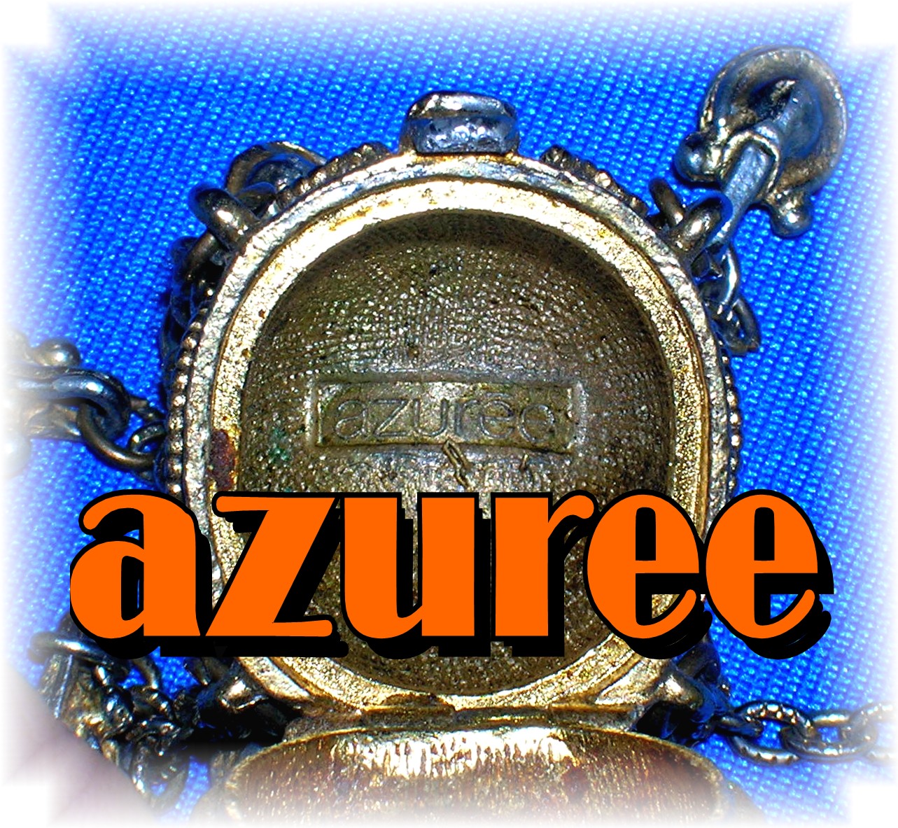 Filigreed Goldtone Signed Azuree Pendant