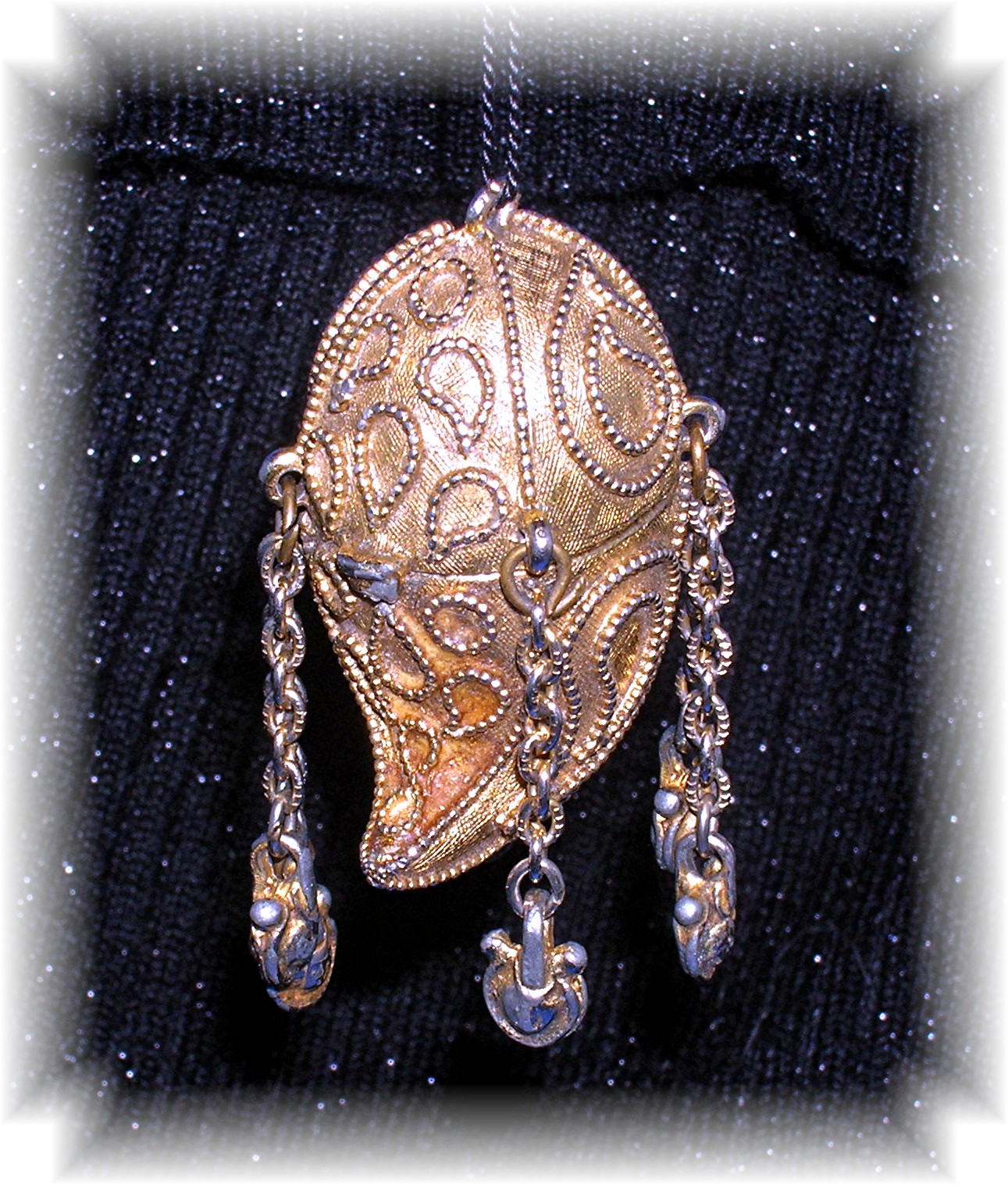 Filigreed Goldtone Signed Azuree Pendant