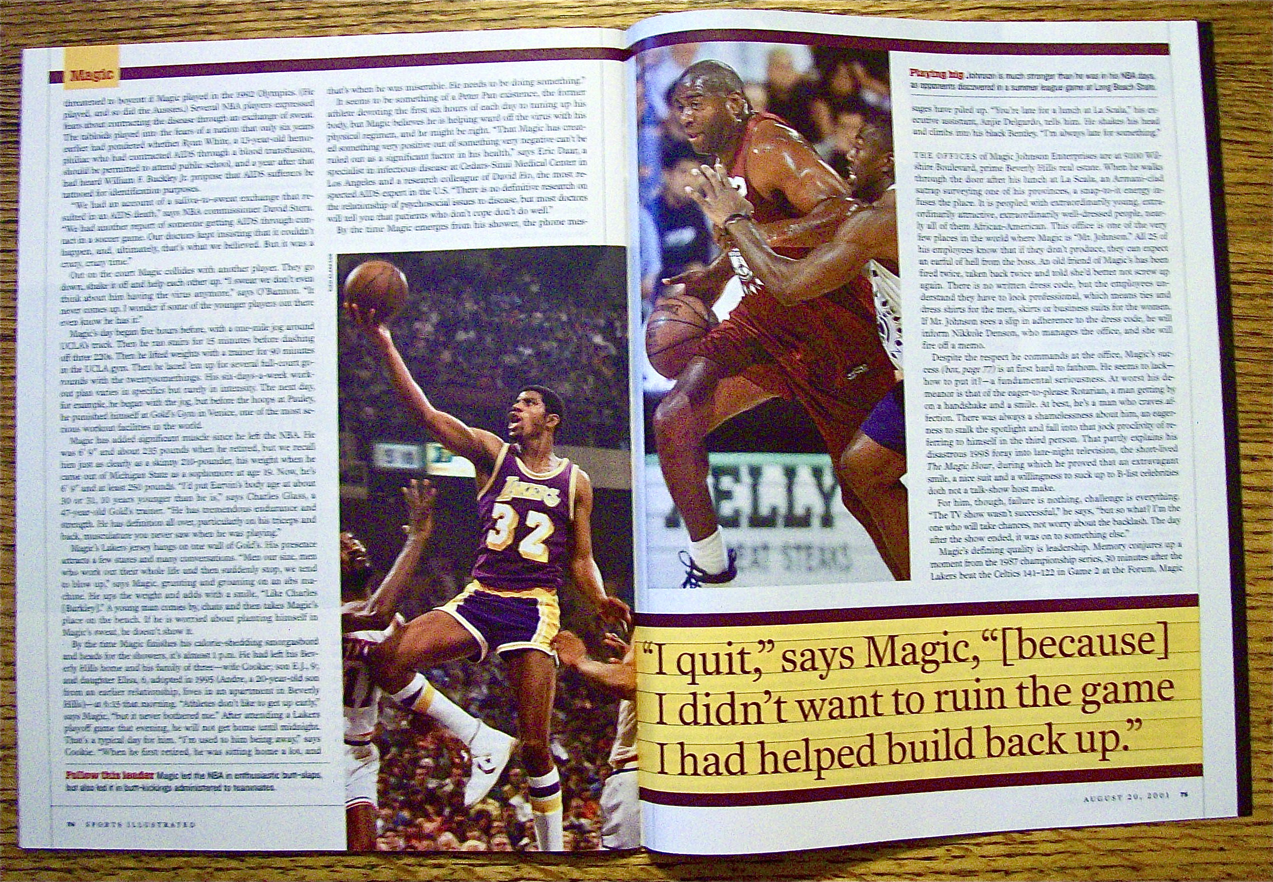 Sports Illustrated Magazine August 20, 2001 Magic J