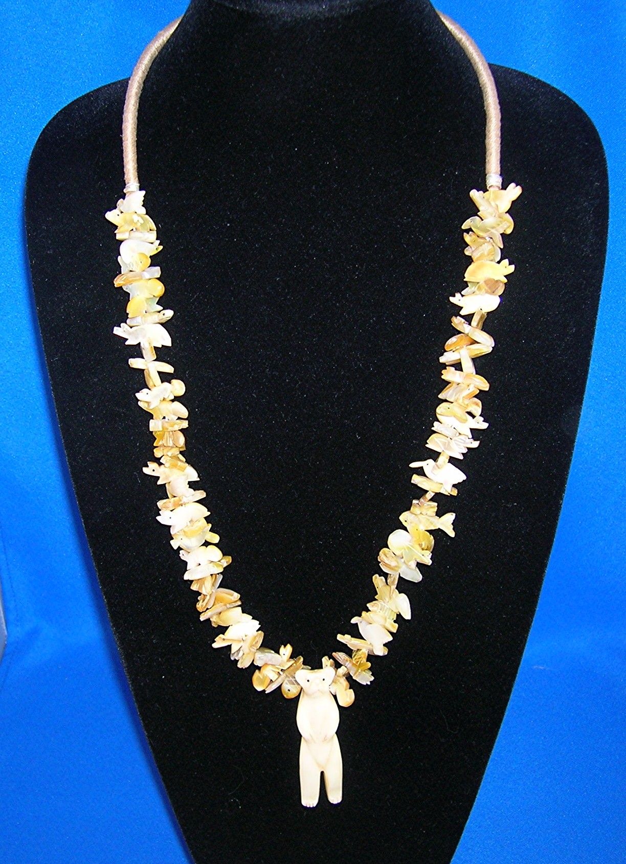 Necklace Mother Of Pearl Animal Heishi Bone Bear