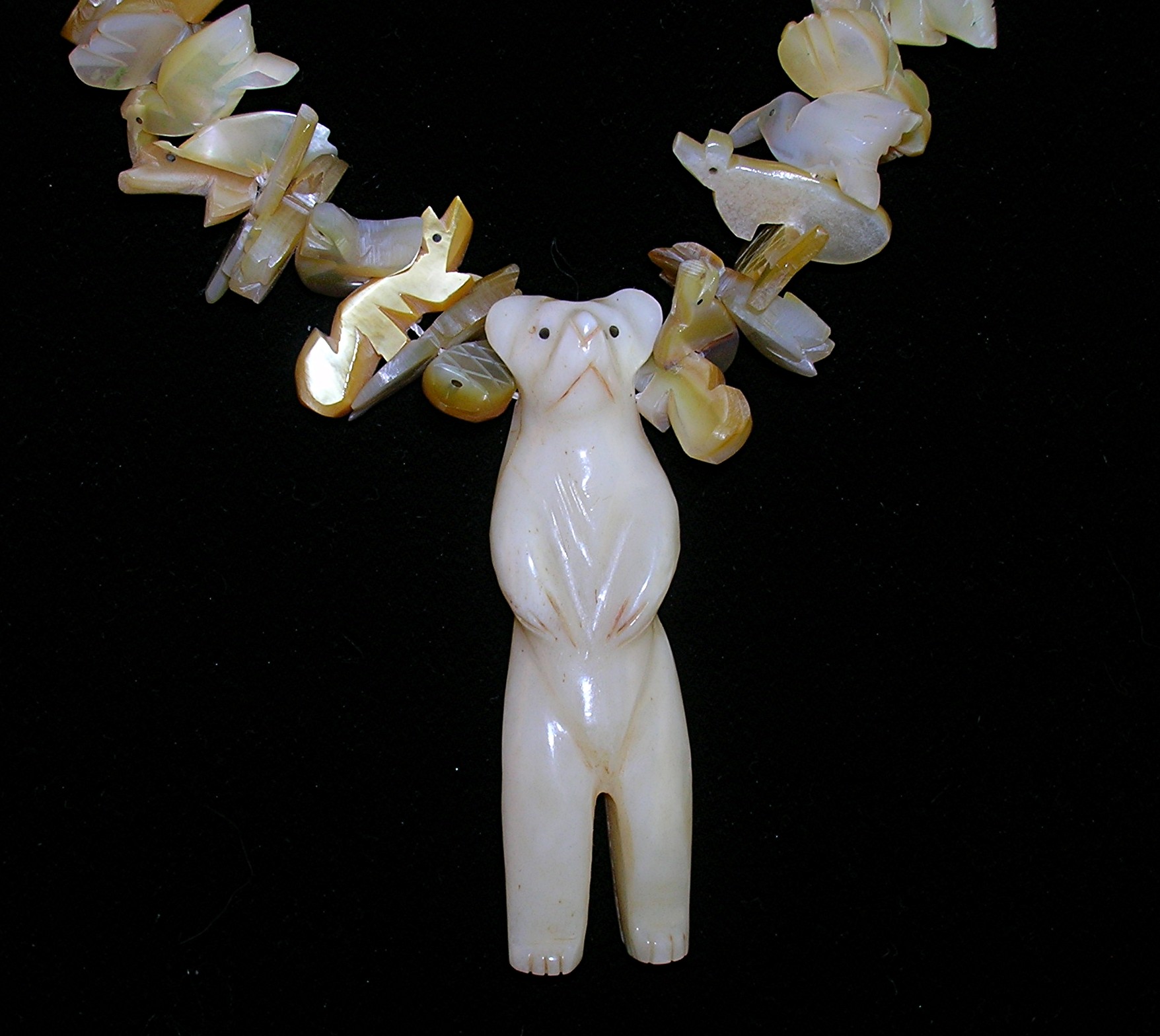 Necklace Mother Of Pearl Animal Heishi Bone Bear