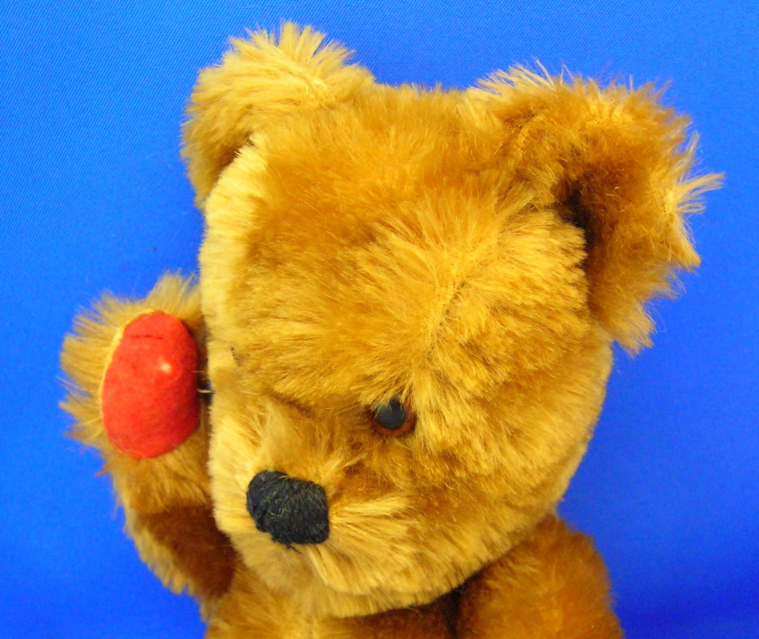 Teddy Bear Mohair English Jointed Red Felt Paws Squeake
