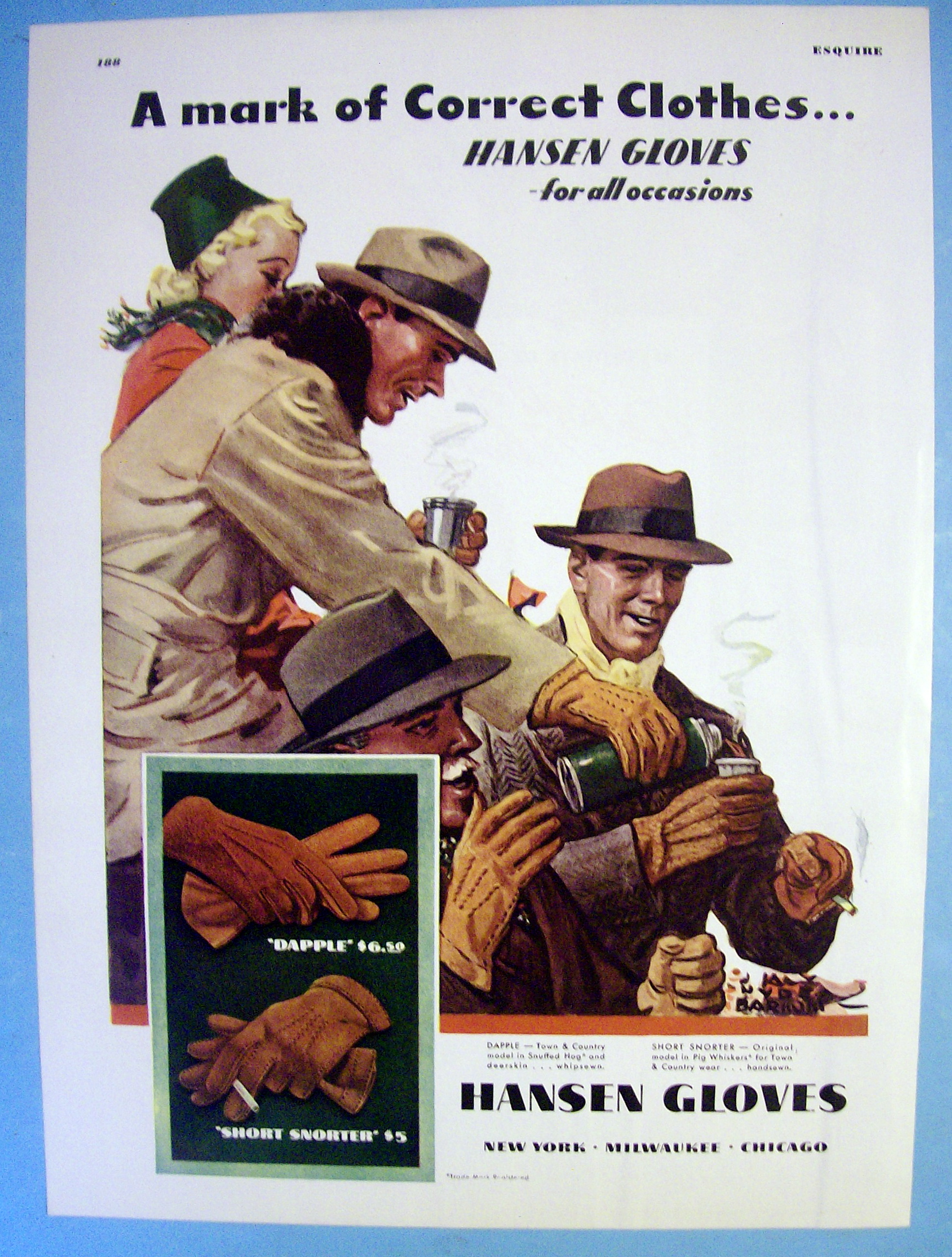1945 Hansen Gloves with people drinking coffee