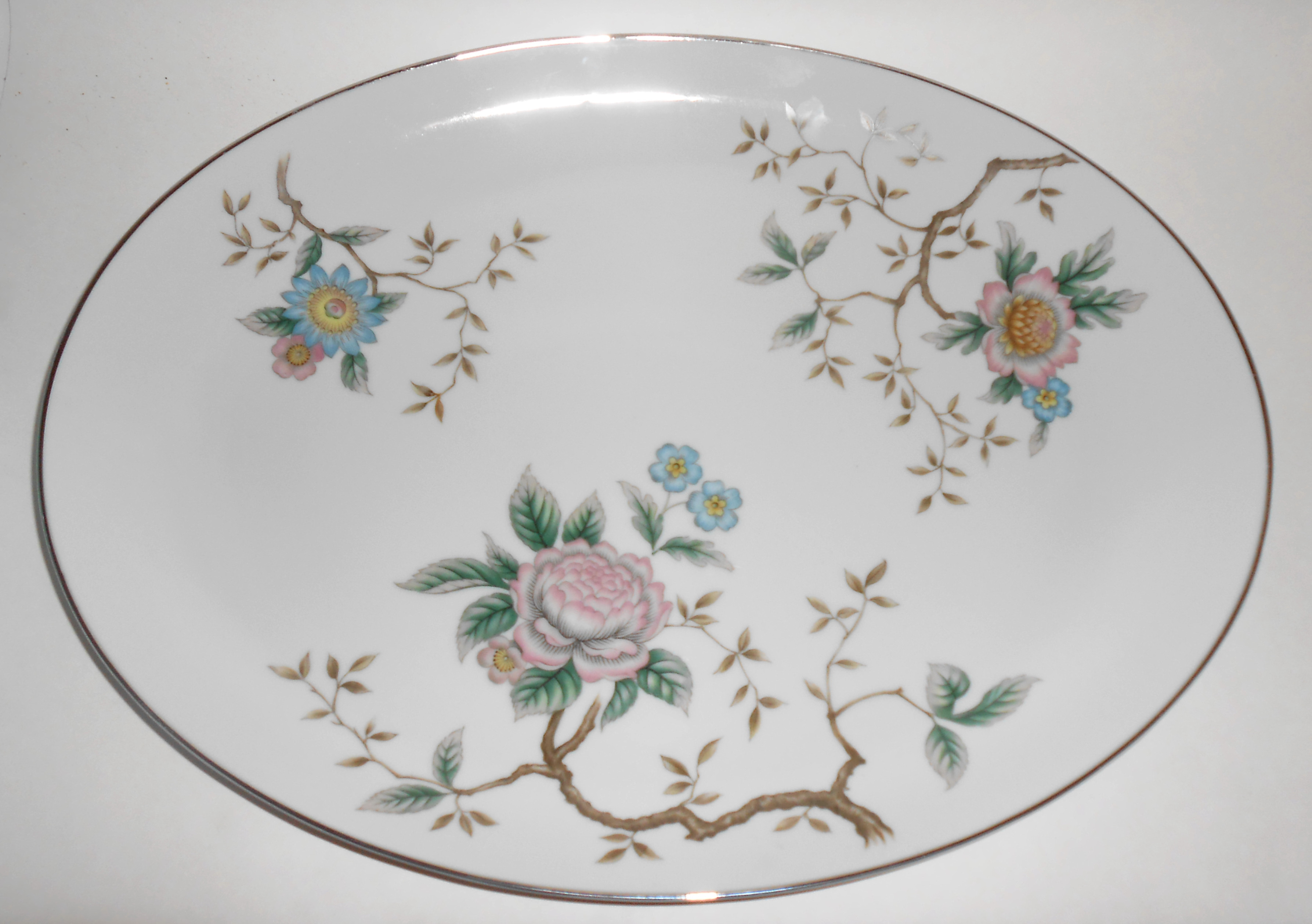 DW Fine Japan Porcelain China Floral Tree Large Platter