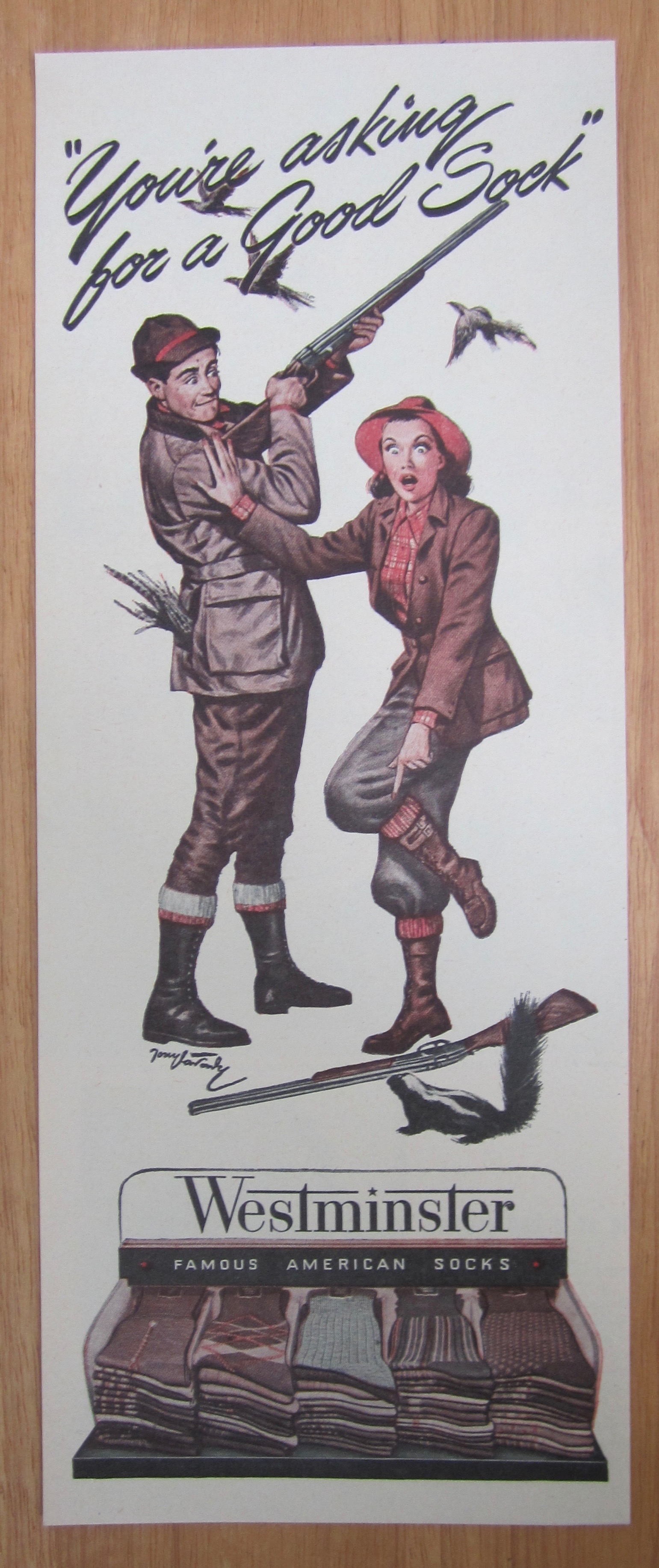 1946 Westminster Socks with Couple Hunting