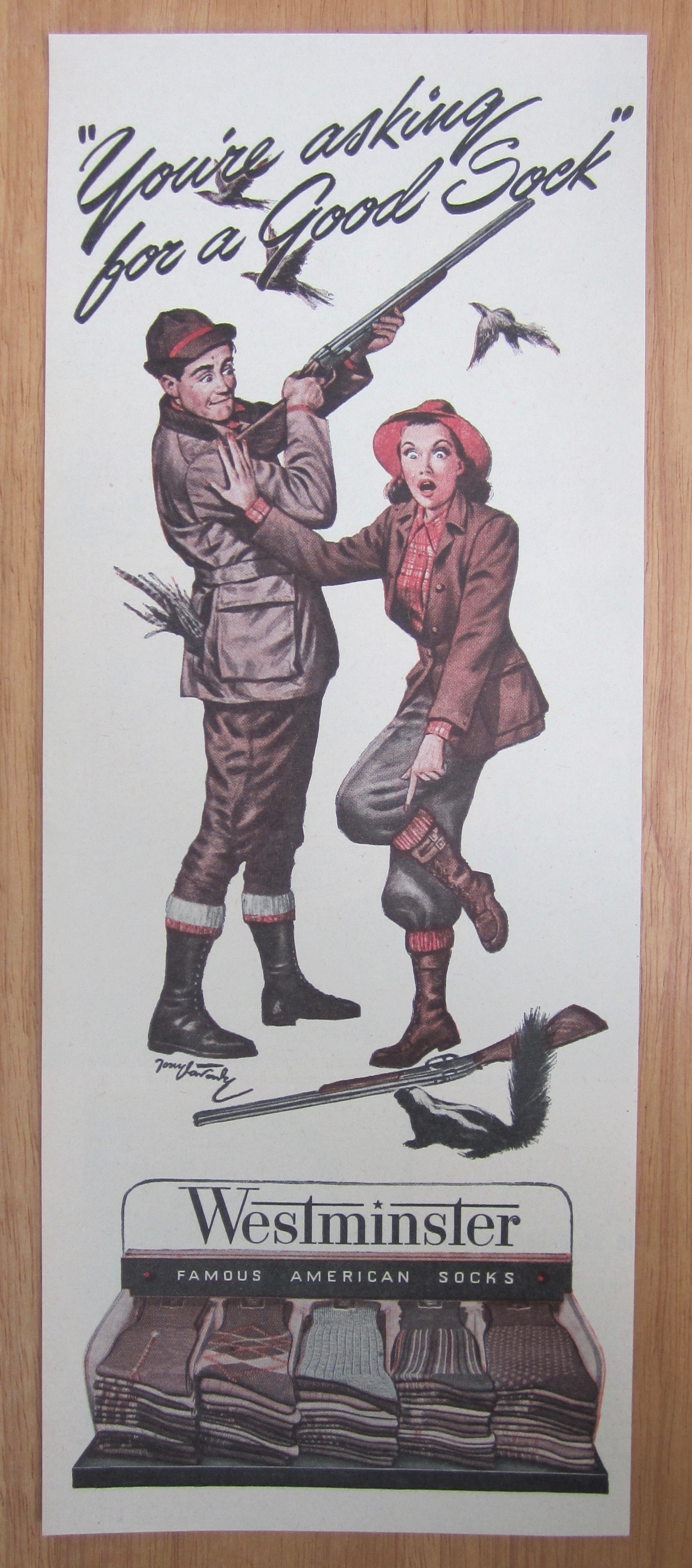 1946 Westminster Socks with Couple Hunting