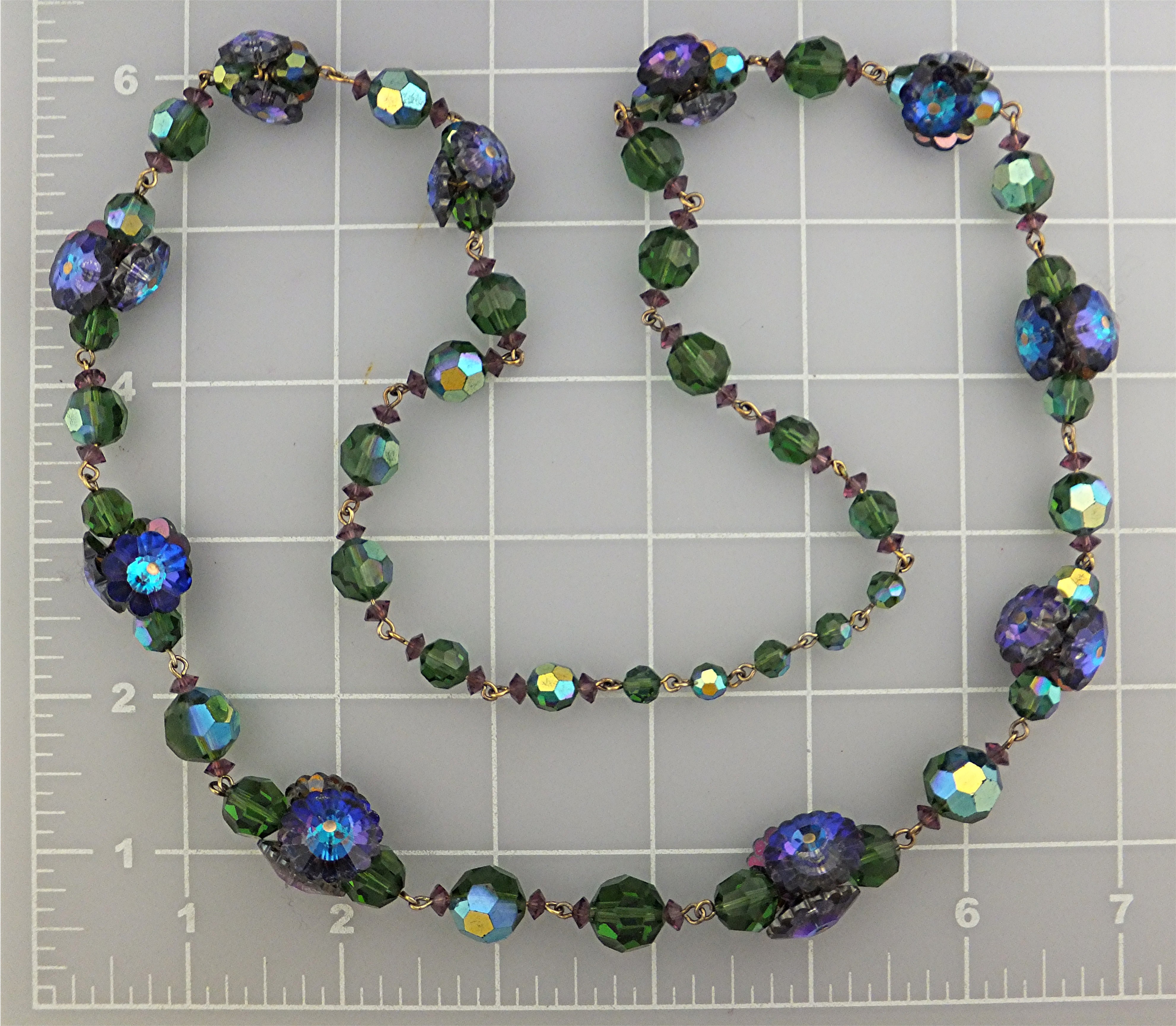 Necklace & Earrings Blue Green Rivoli Crystal