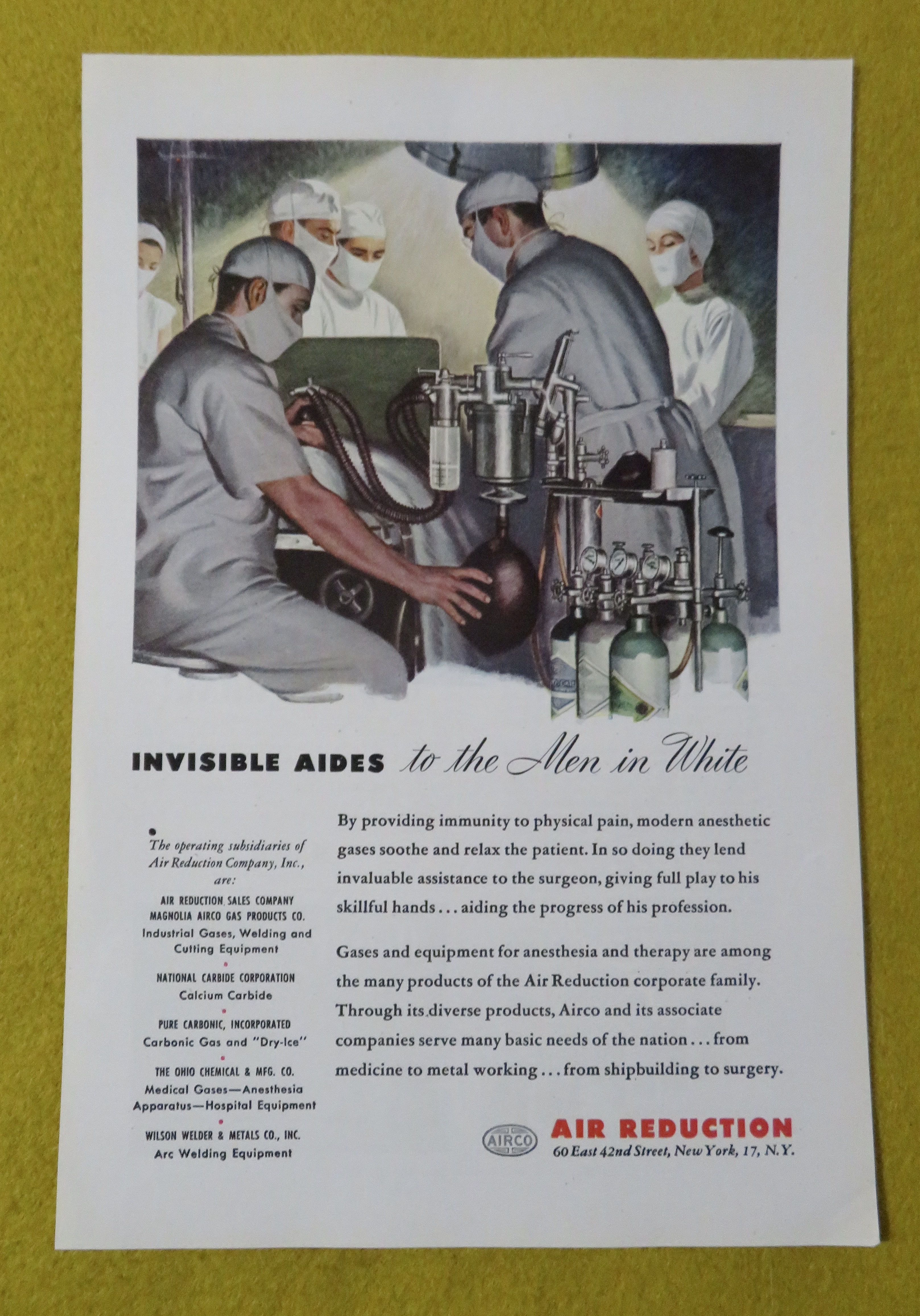 1945 Air Reduction with The Invisible Aides In White