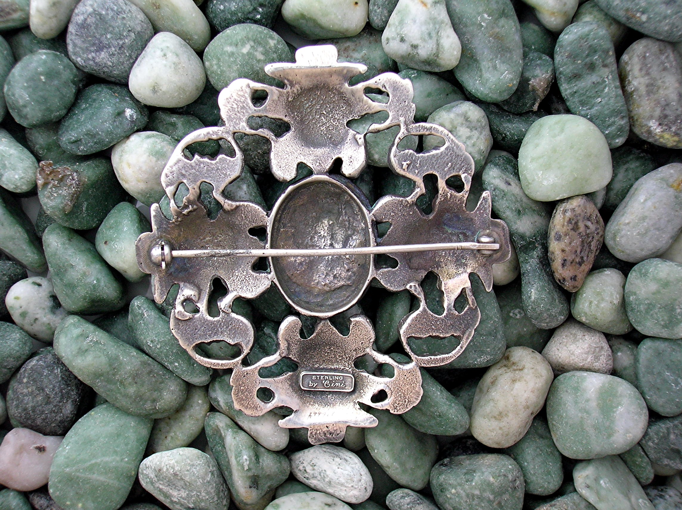 Sterling Silver CINI Cameo Large Brooch