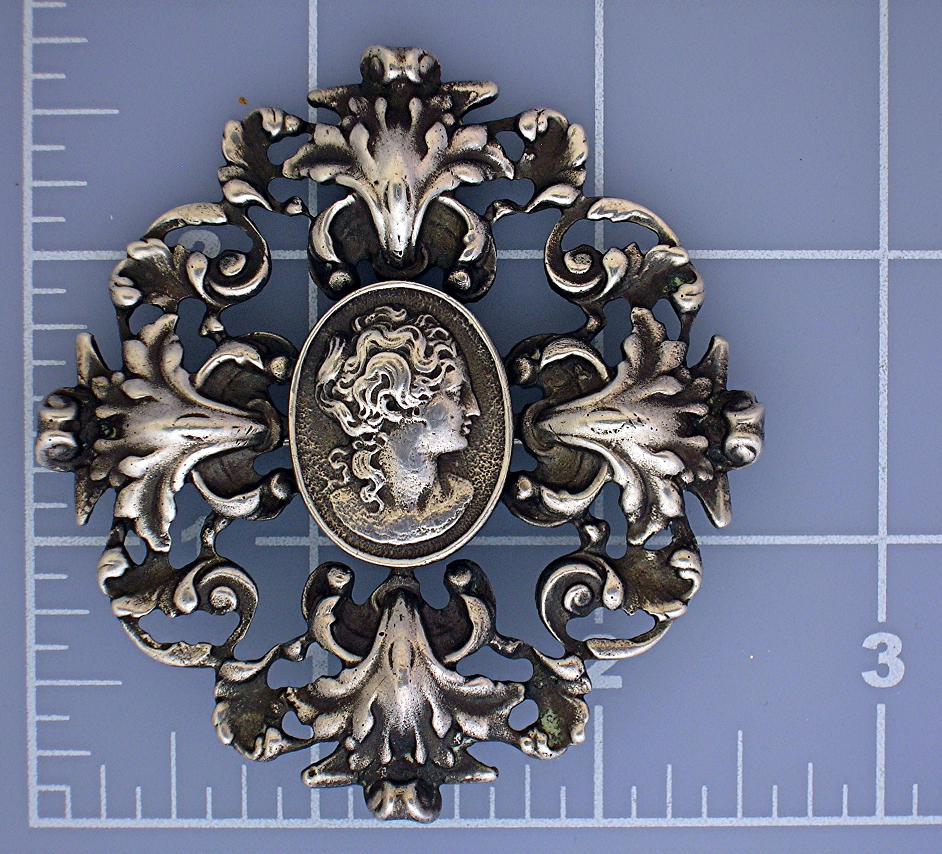 Sterling Silver CINI Cameo Large Brooch