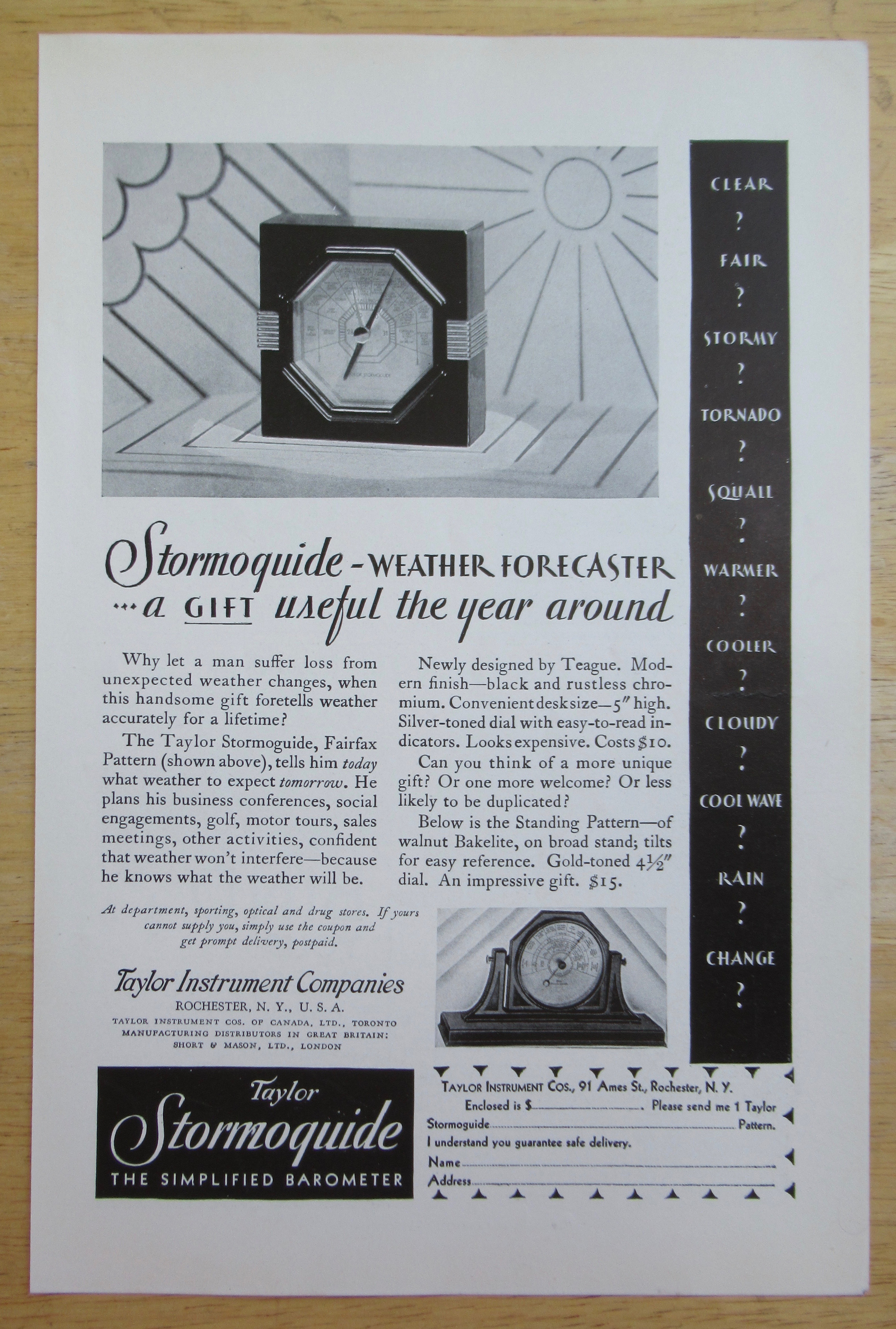 1931 Taylor Stormguide with Weather Forecaster