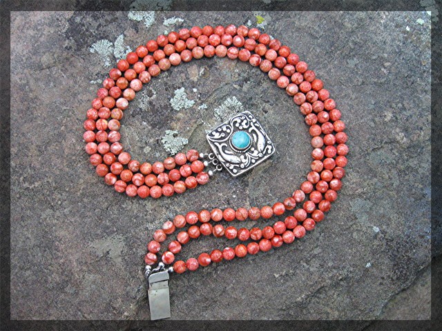Necklace Sponge Coral Sterling Silver Turquoise Nepal