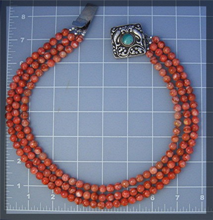 Necklace Sponge Coral Sterling Silver Turquoise Nepal