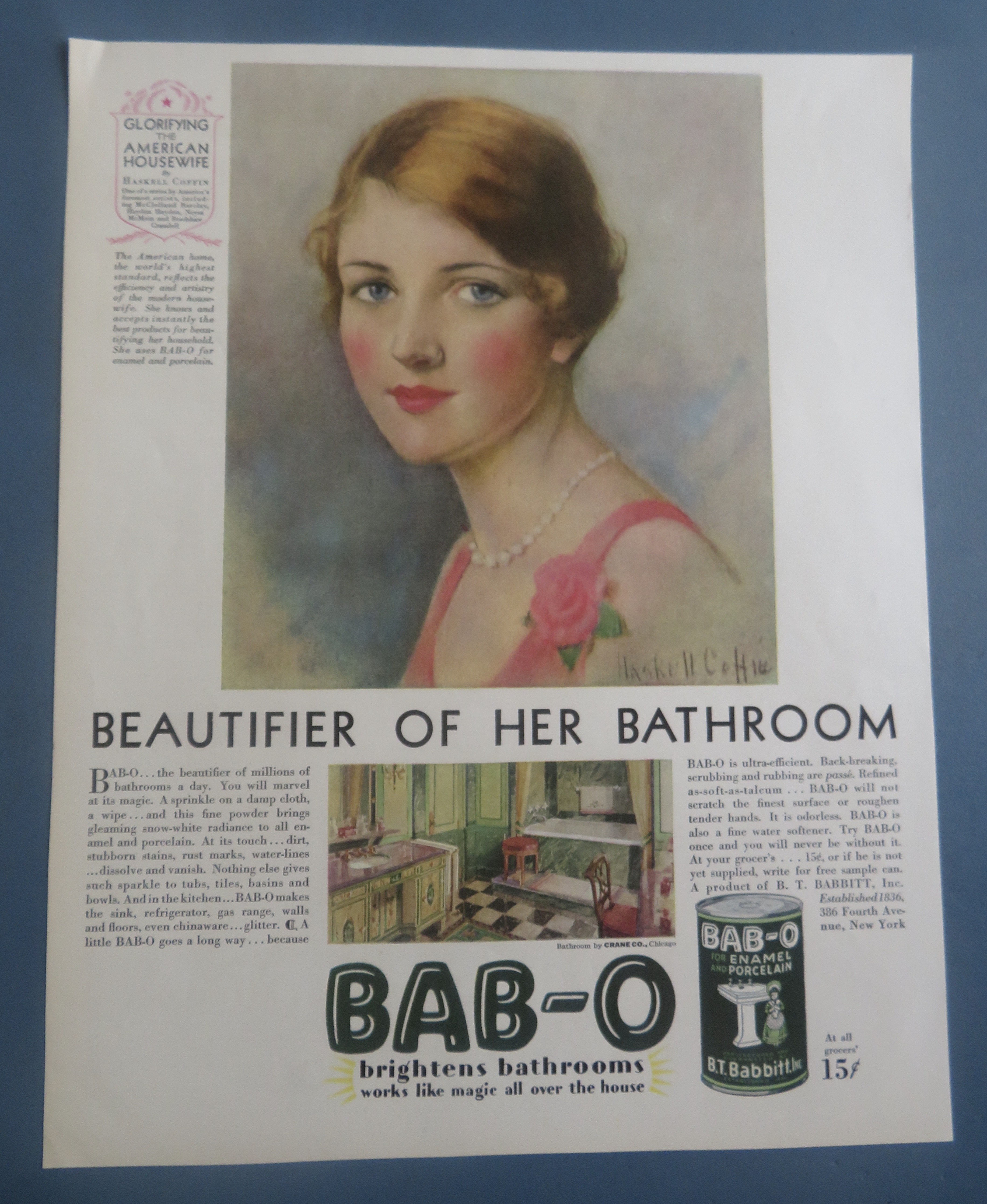 1929 Bab-O Powder with Lovely Woman By Haskell Coffin