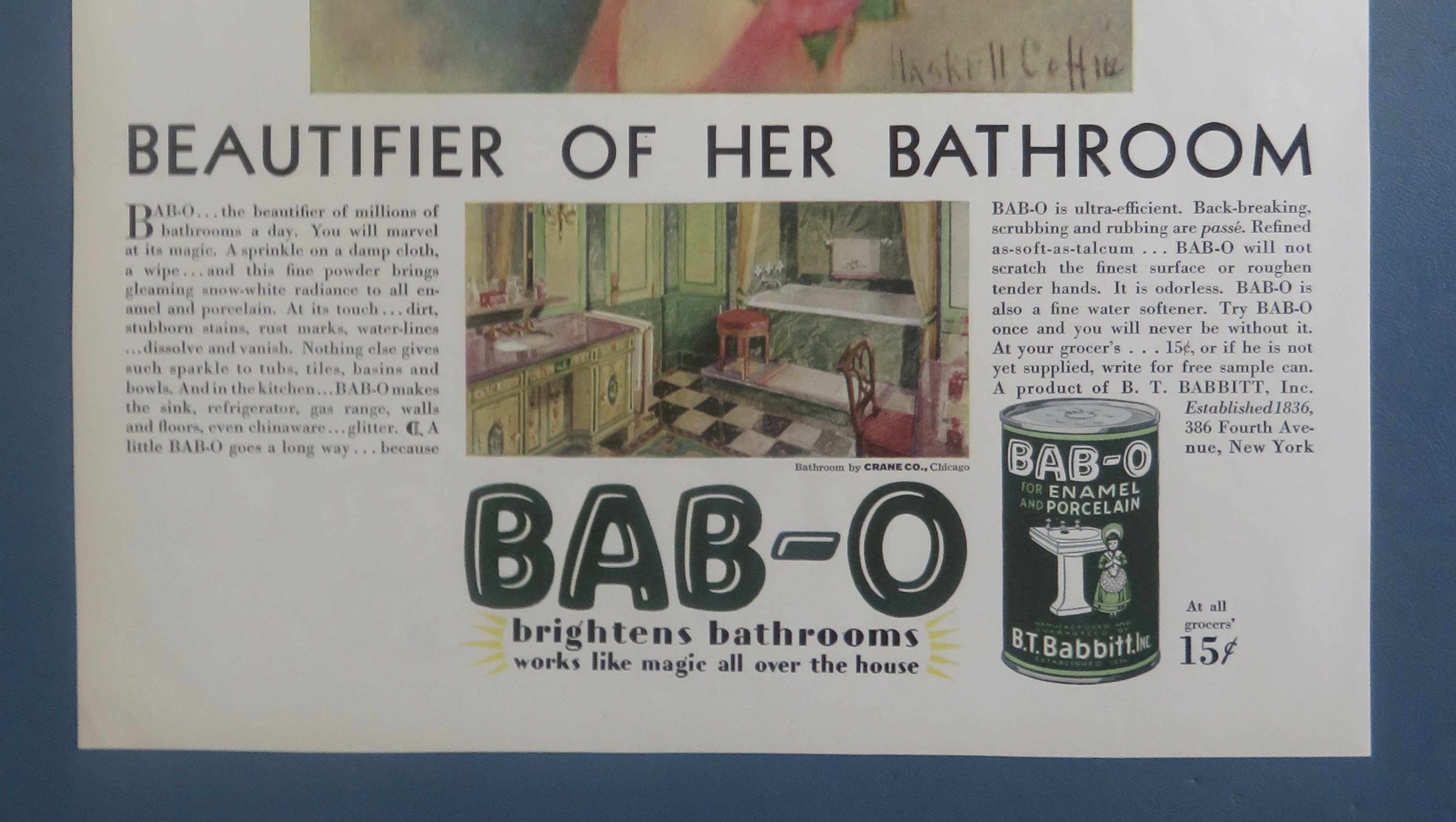 1929 Bab-O Powder with Lovely Woman By Haskell Coffin