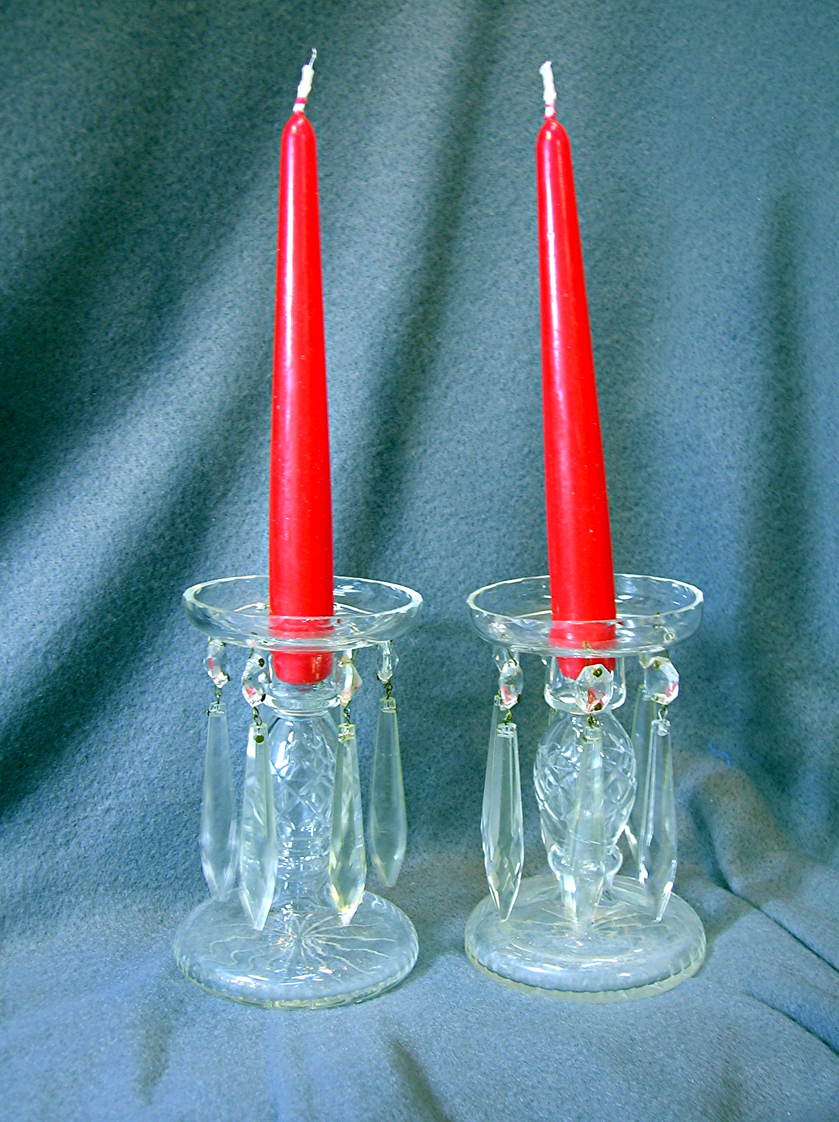 pair Crystal Candlestick holders with tear drops
