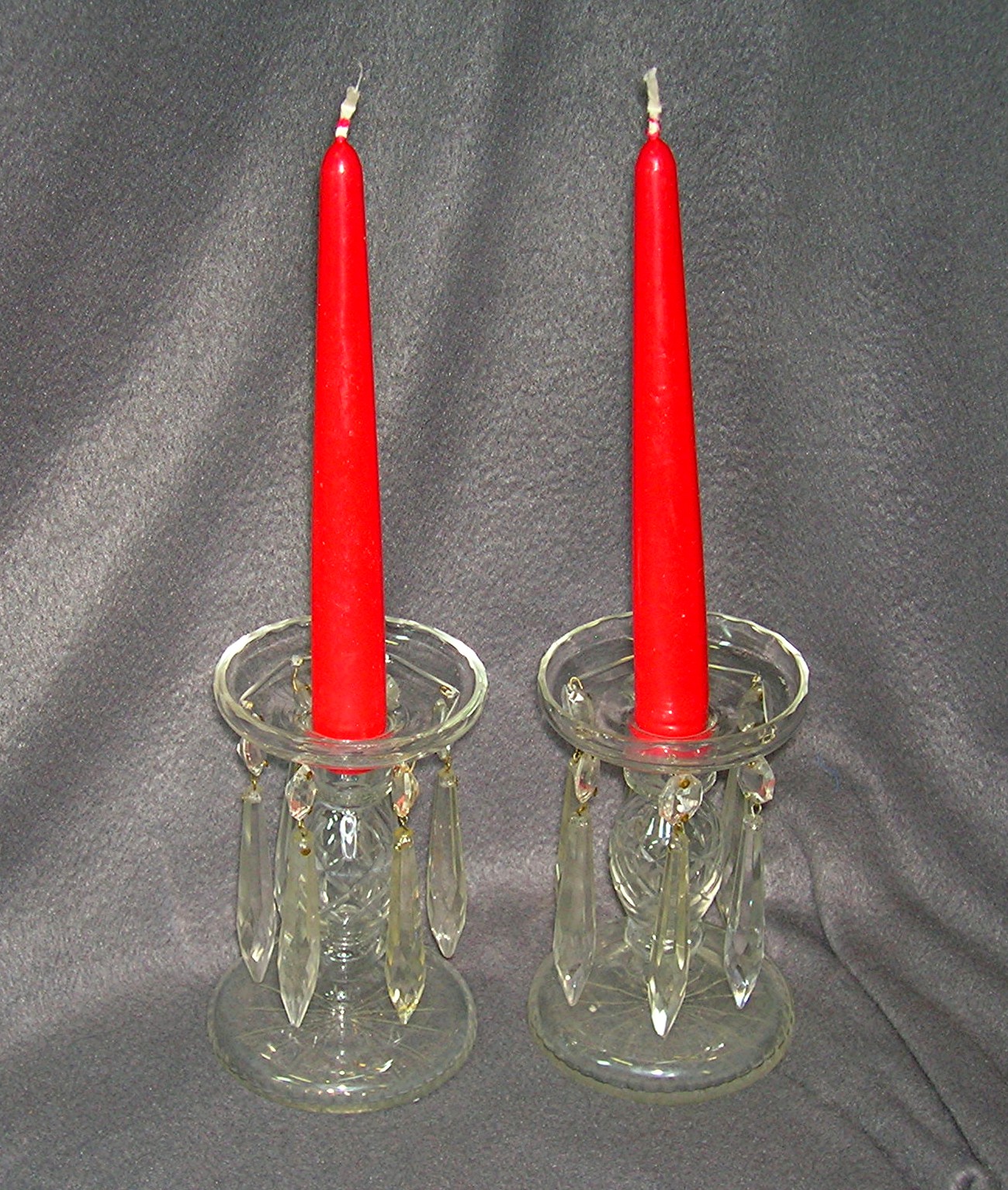 pair Crystal Candlestick holders with tear drops