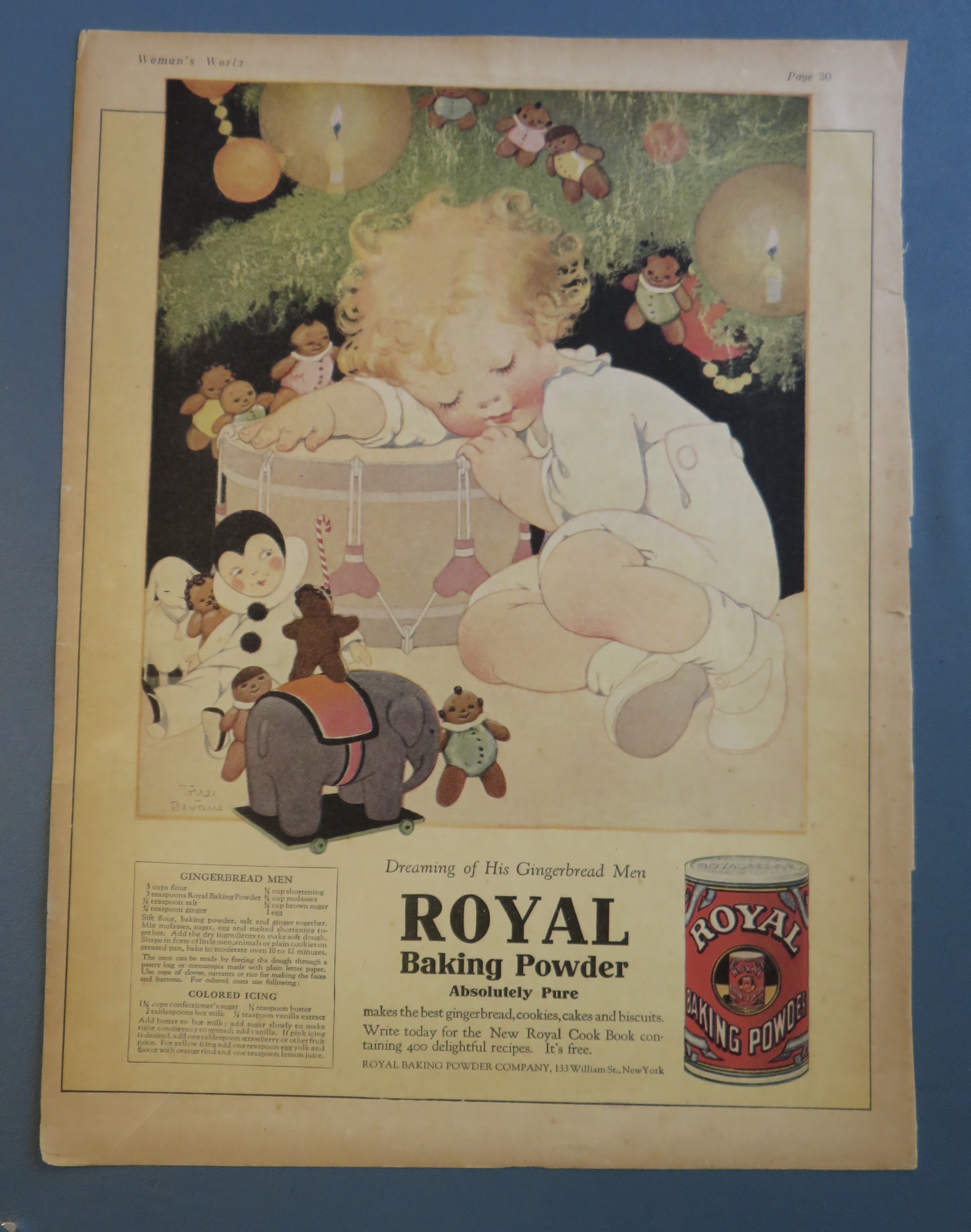 1920 Royal Baking Powder with Little Girl On Drum