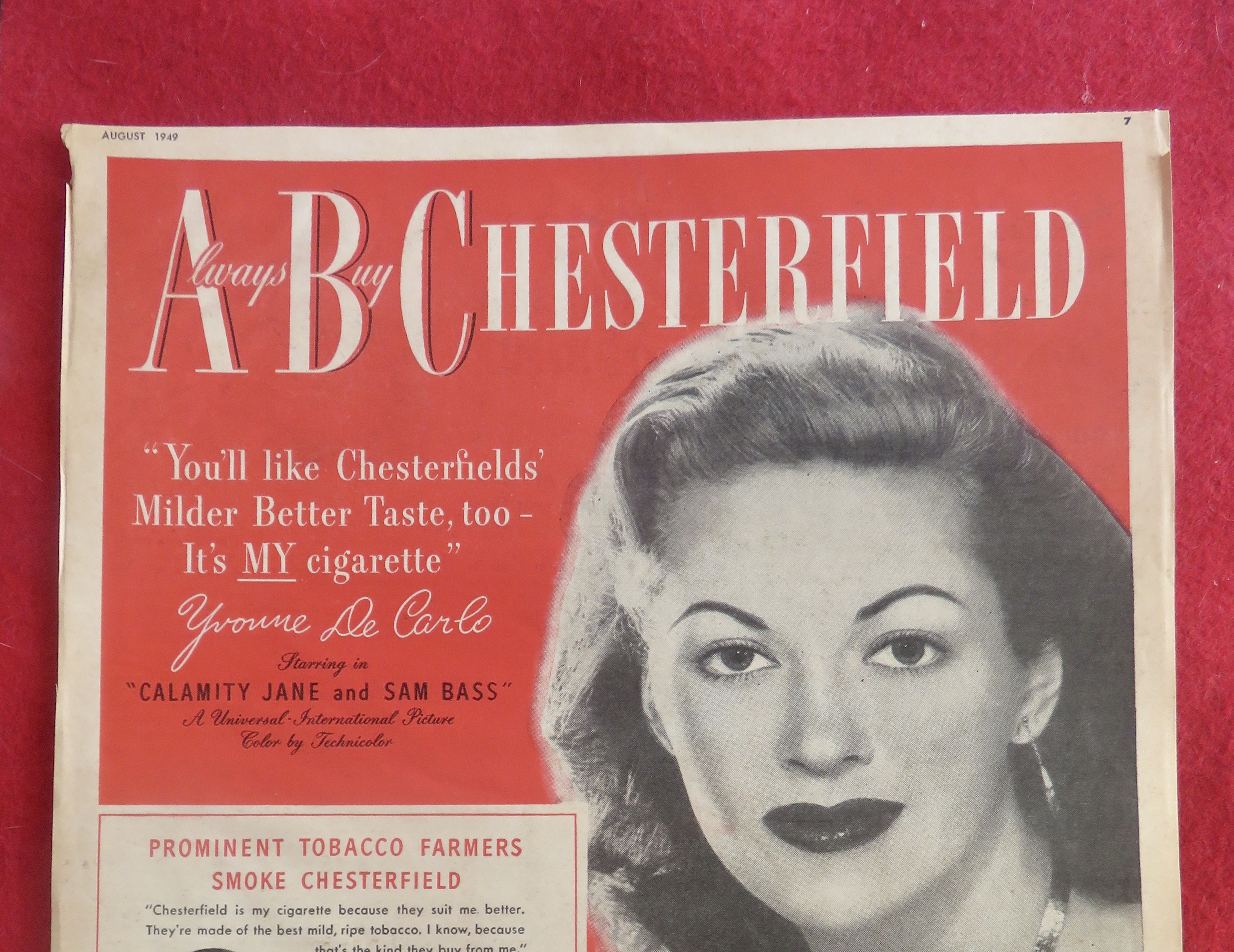 1949 Chesterfield Cigarettes with Yvonne De Carlo
