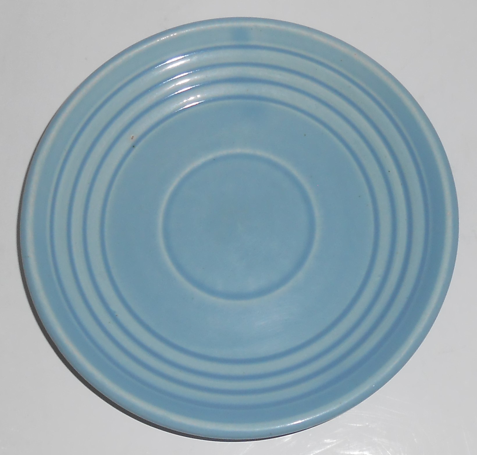 Bauer Pottery Ring Ware 3rd Period Lt Blue Saucer