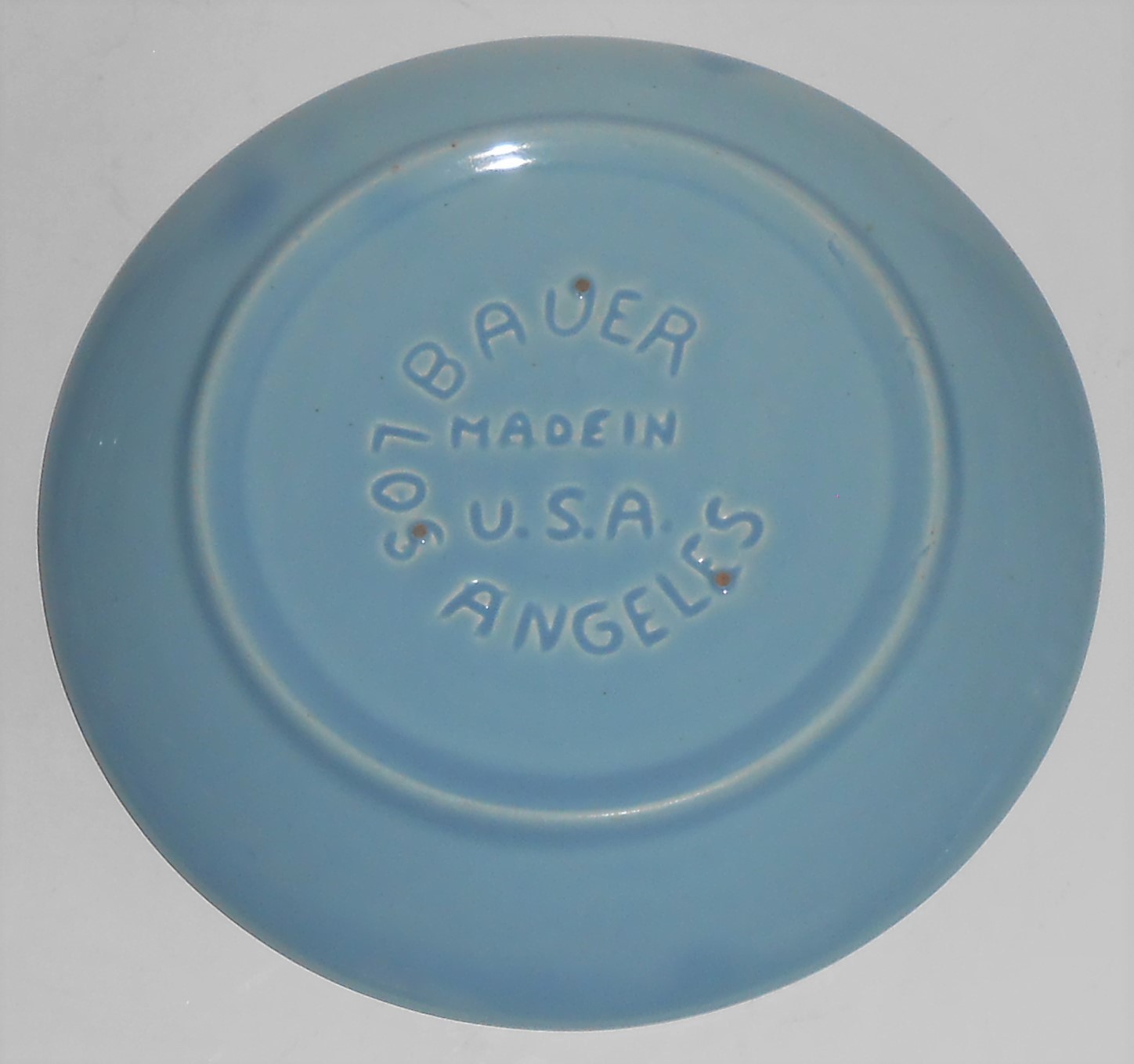 Bauer Pottery Ring Ware 3rd Period Lt Blue Saucer