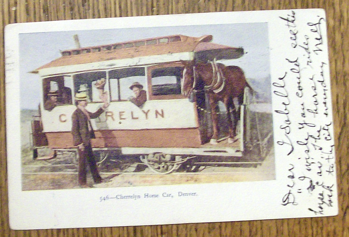 Cherrelyn Horse Car Postcard (Horse Car in Denver)