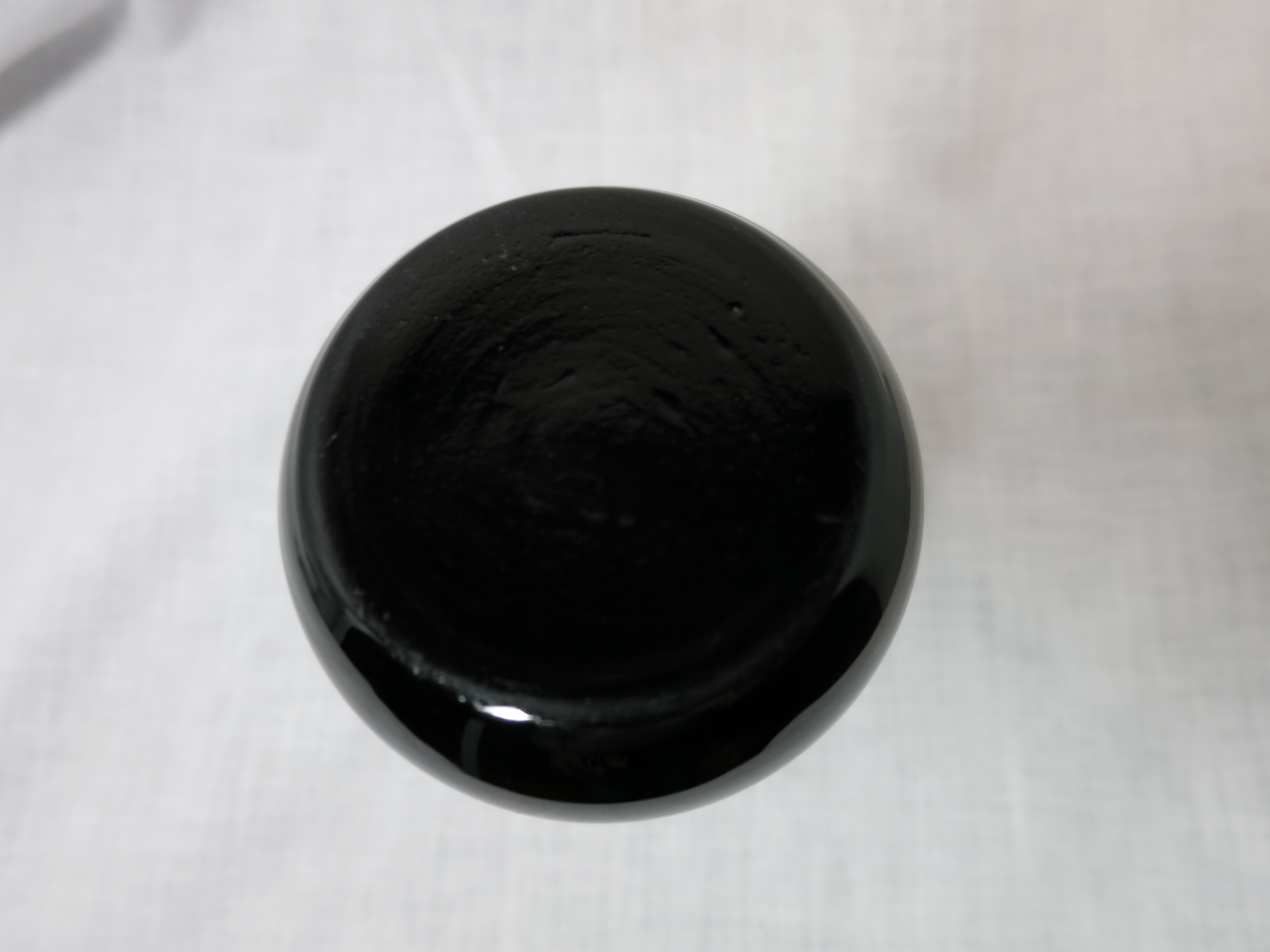 Black Amethyst Glass Vase Painted Flowers Birds 6 1/4in
