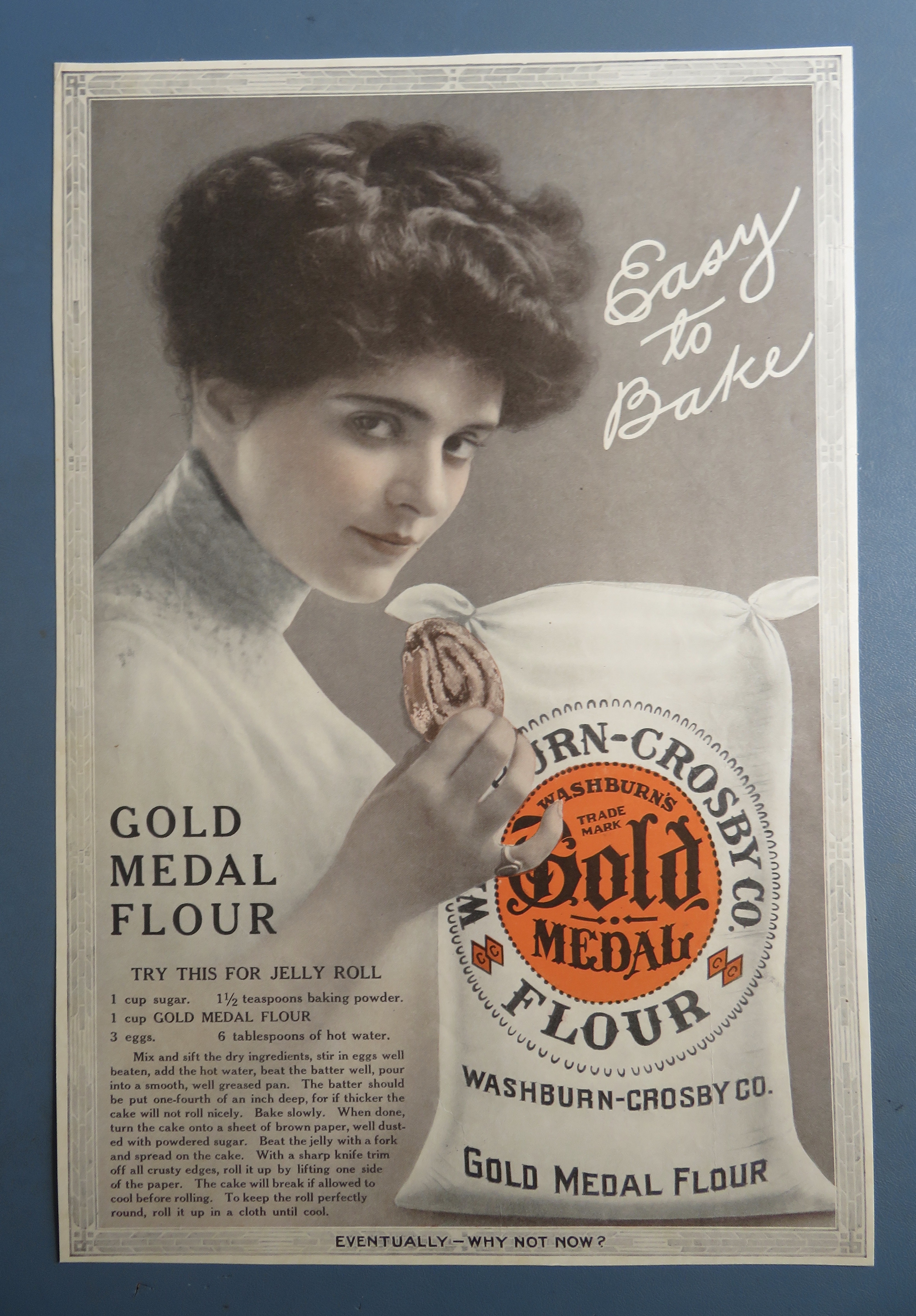 1913 Gold Medal Flour with Woman Holding Jelly Roll