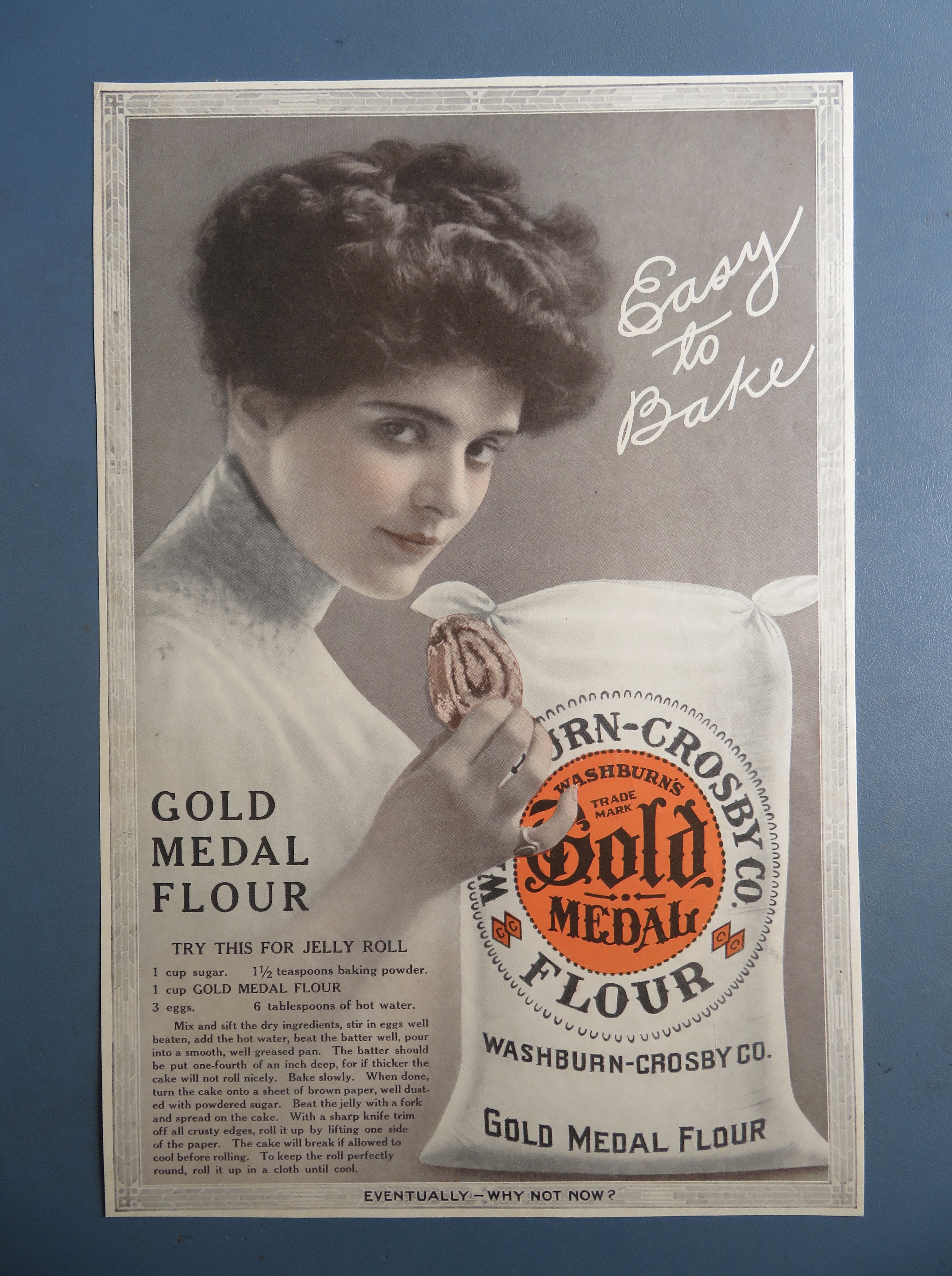 1913 Gold Medal Flour with Woman Holding Jelly Roll