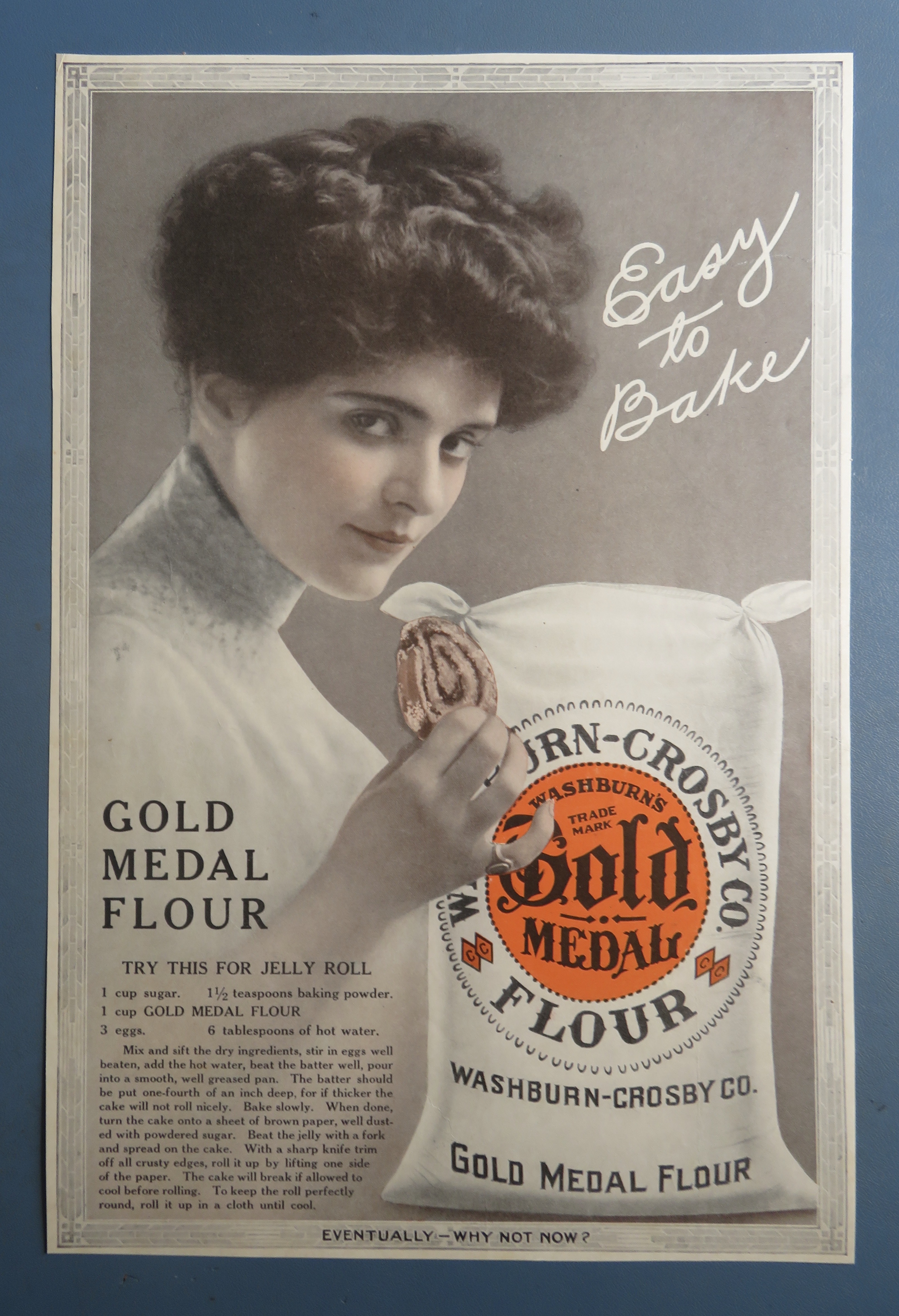 1913 Gold Medal Flour with Woman Holding Jelly Roll
