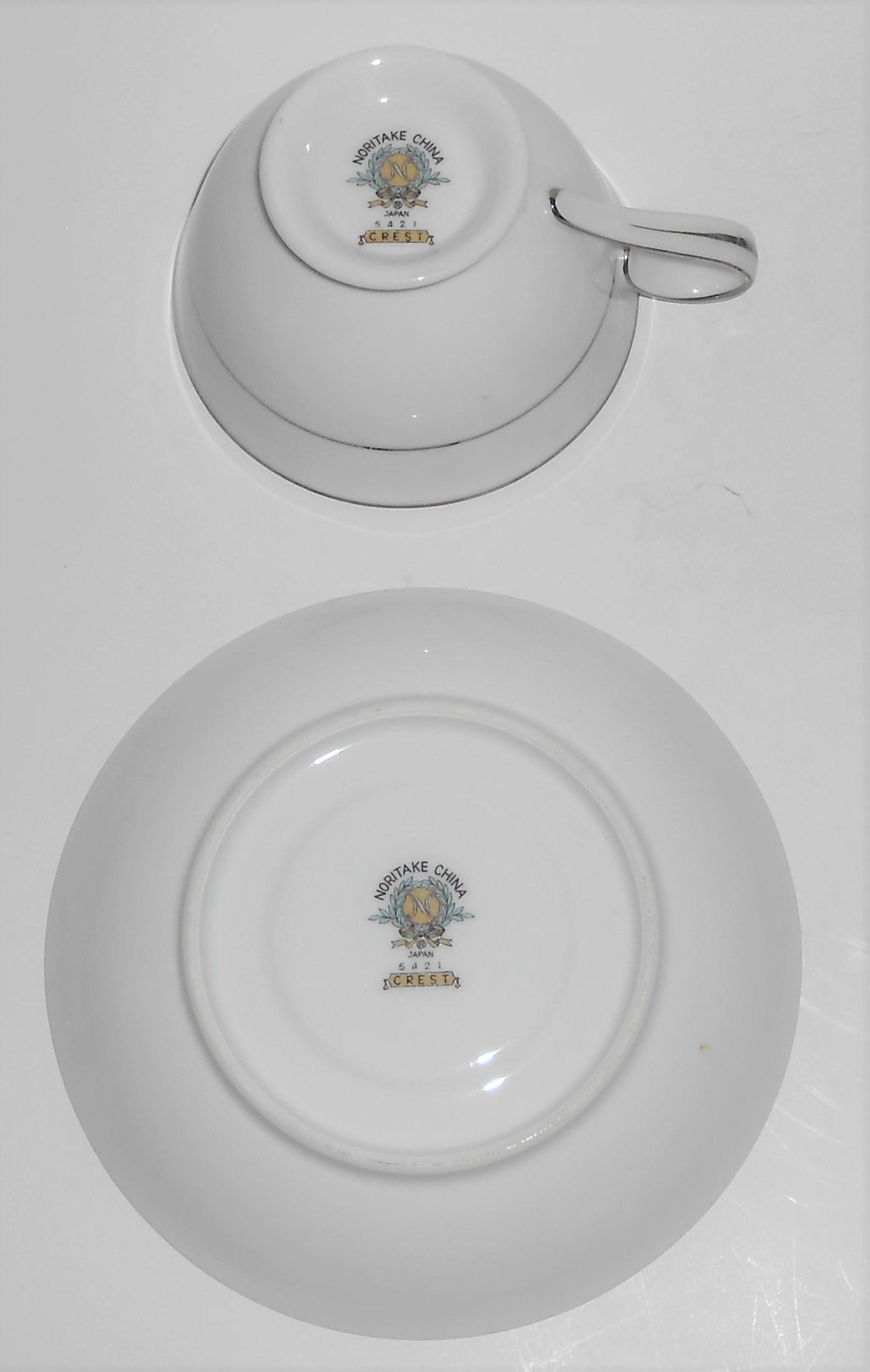 Noritake Porcelain China Crest w/Platinum Cup & Saucer