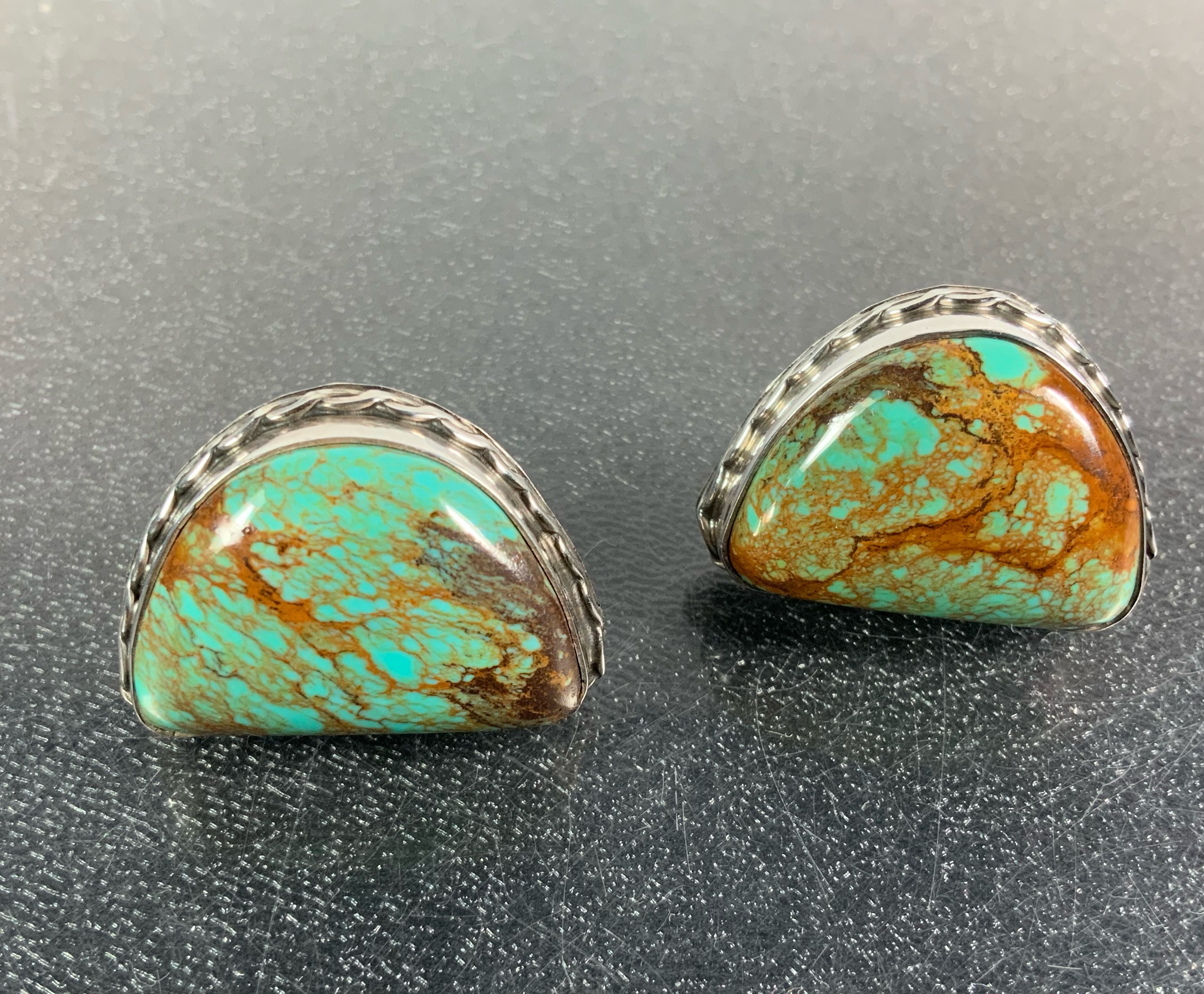David Troutman Sterling Silver Turquoise Clip Earrings