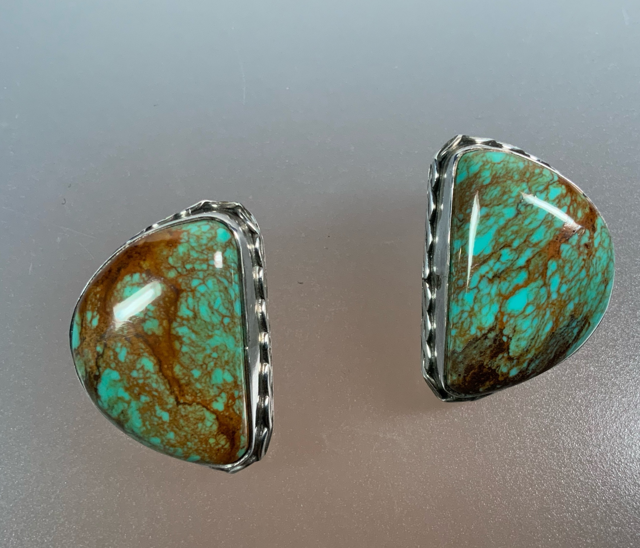 David Troutman Sterling Silver Turquoise Clip Earrings