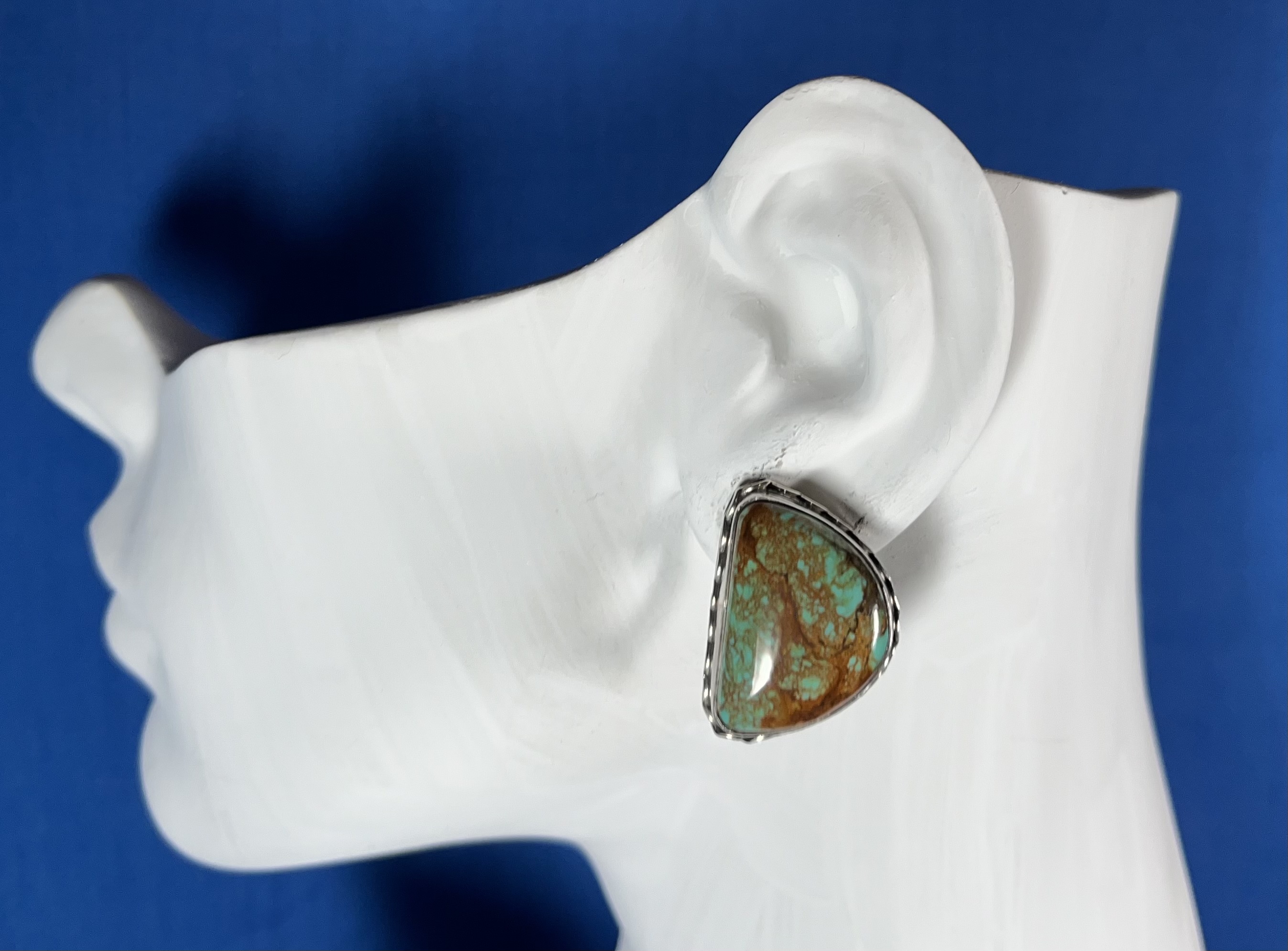 David Troutman Sterling Silver Turquoise Clip Earrings