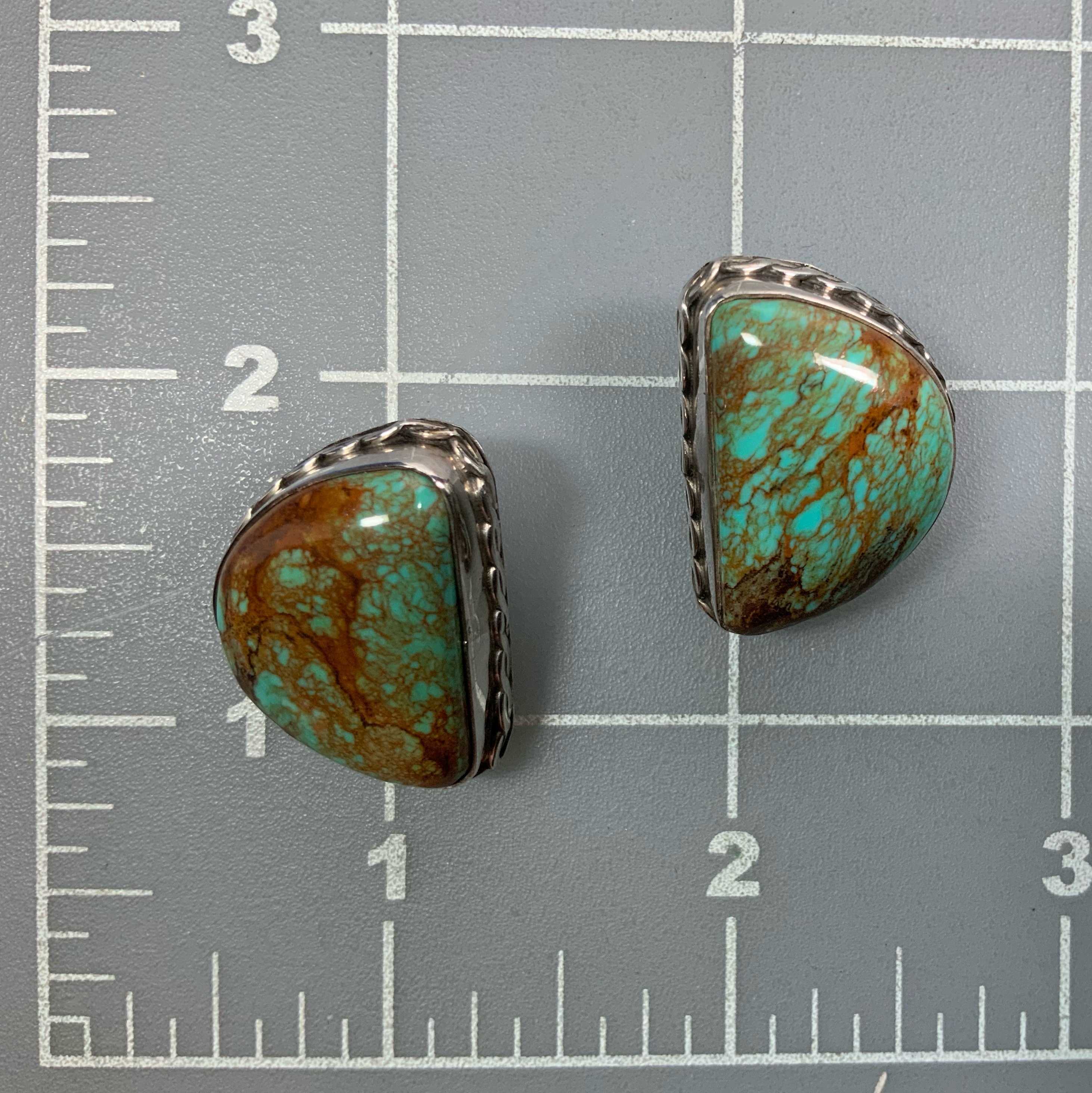 David Troutman Sterling Silver Turquoise Clip Earrings