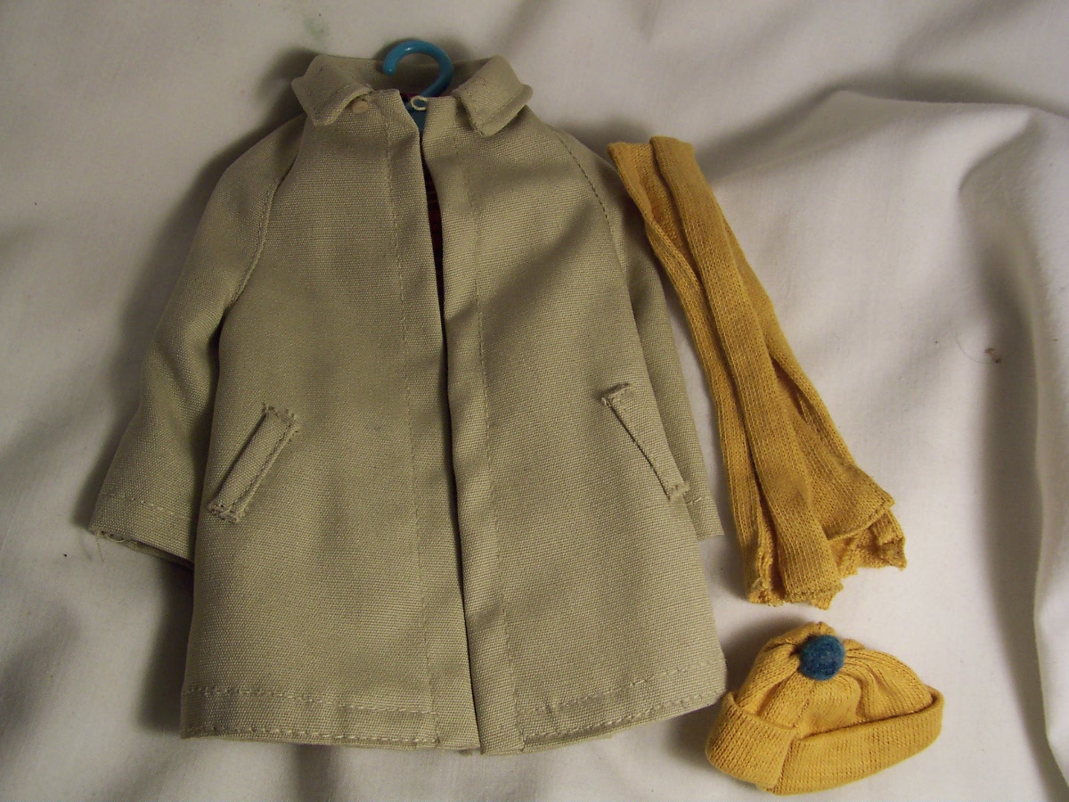 Ken Doll Overcoat hat and scarf tagged Mattel