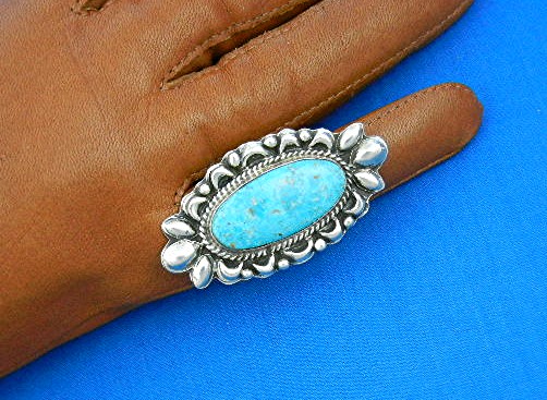 Navajo Kingman Turquoise Sterling Silver Signed