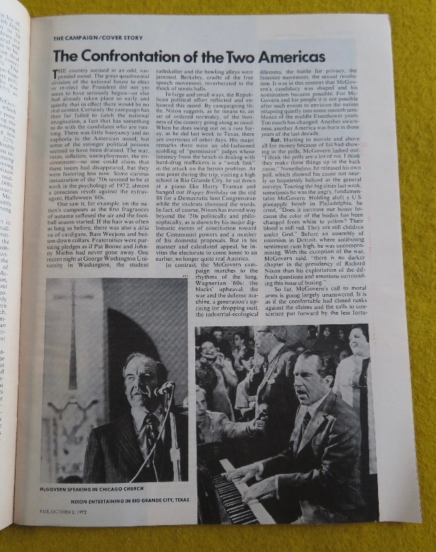 Time Magazine October 2, 1972 The Two Americas