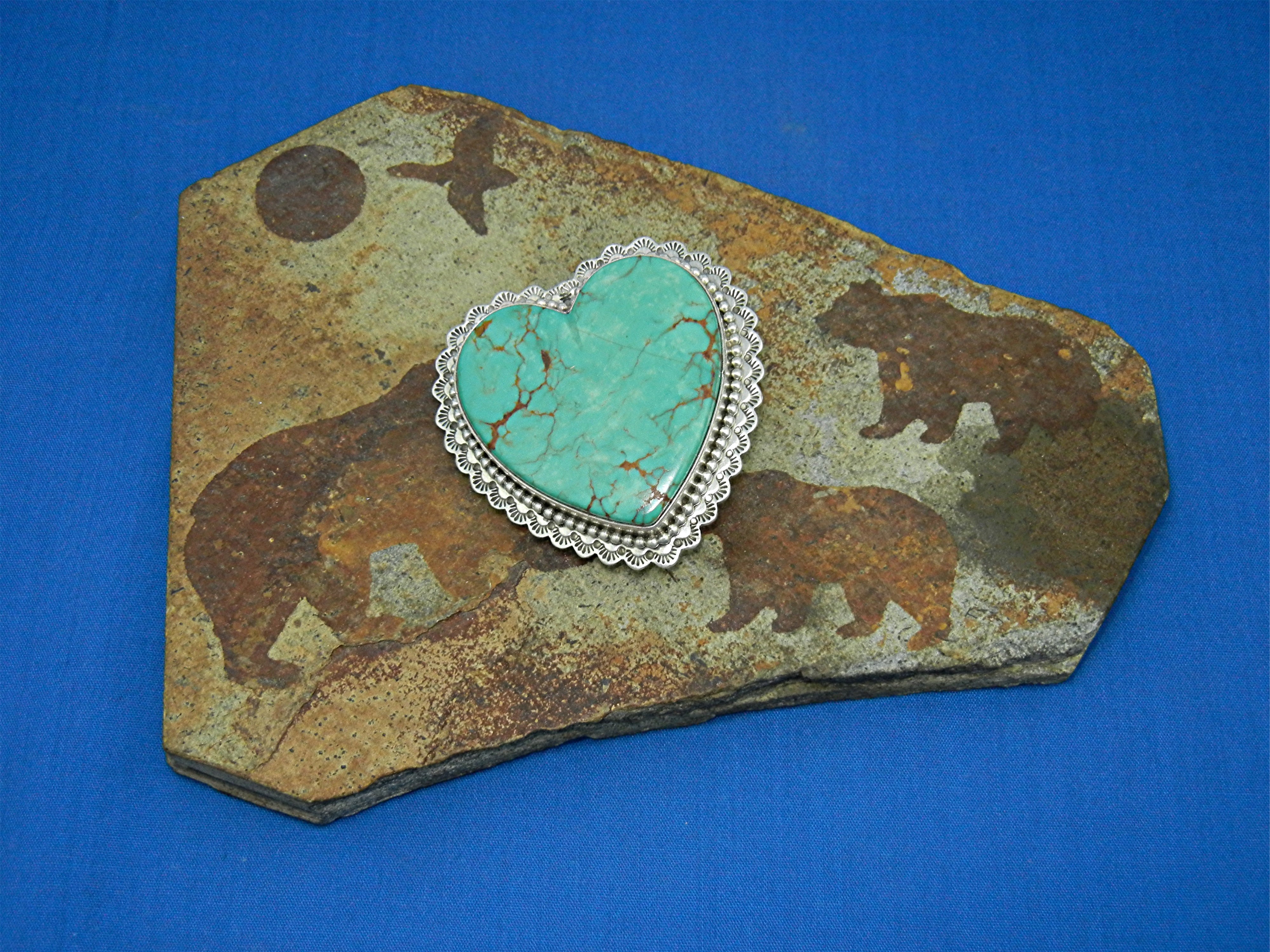David Troutman Sterling Silver Kingman Turquoise Pendan