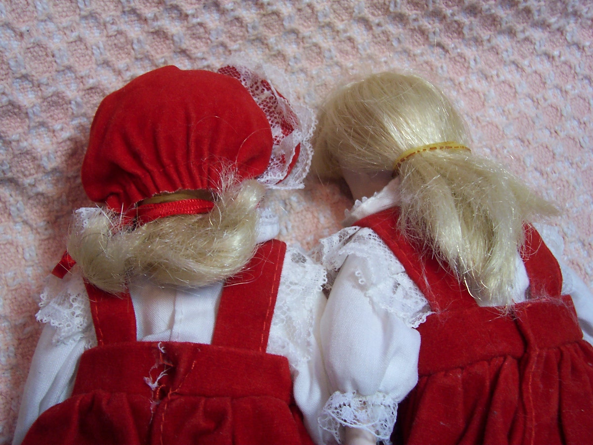 Porcelain Dolls Twins in Red