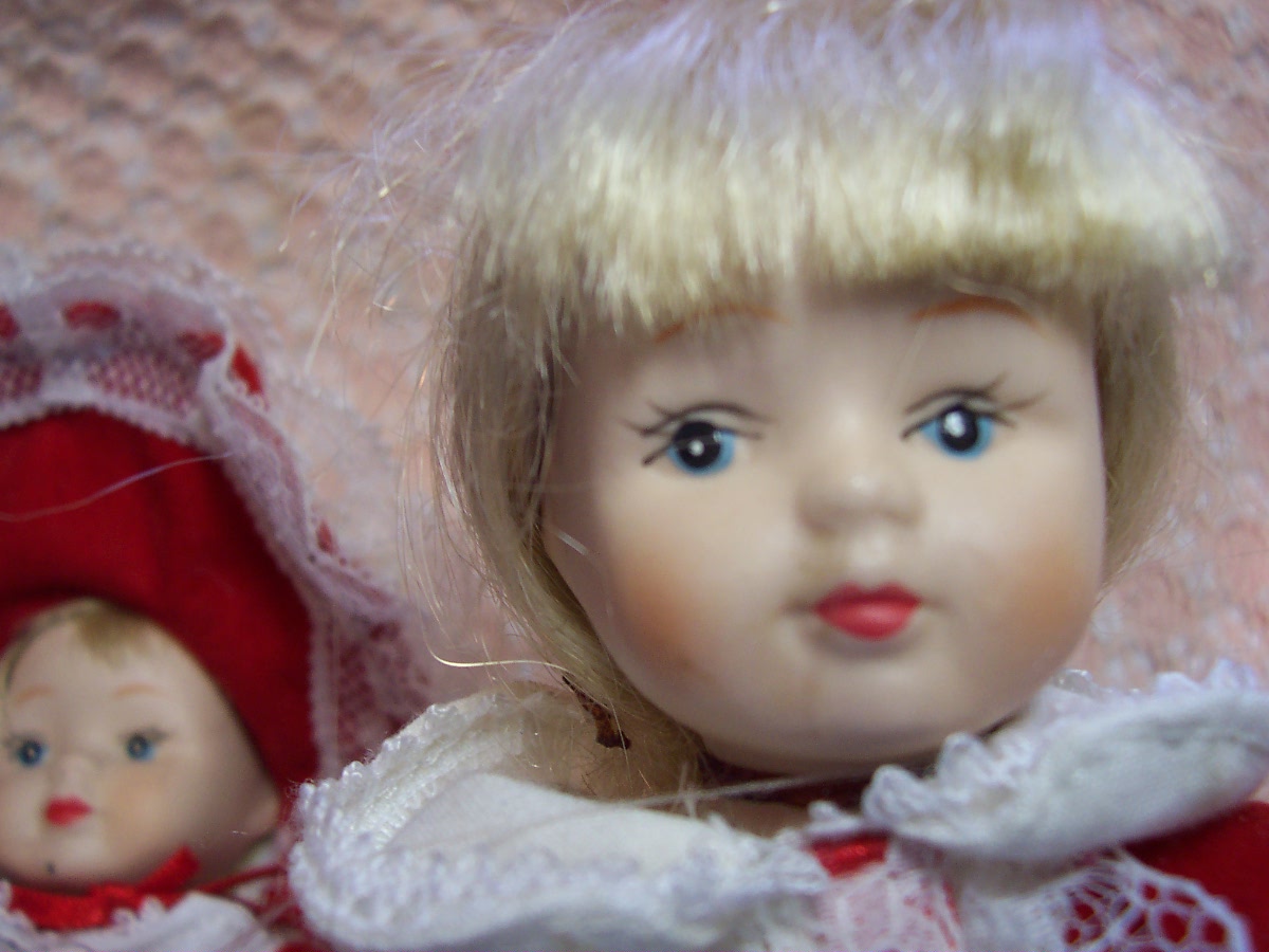 Porcelain Dolls Twins in Red
