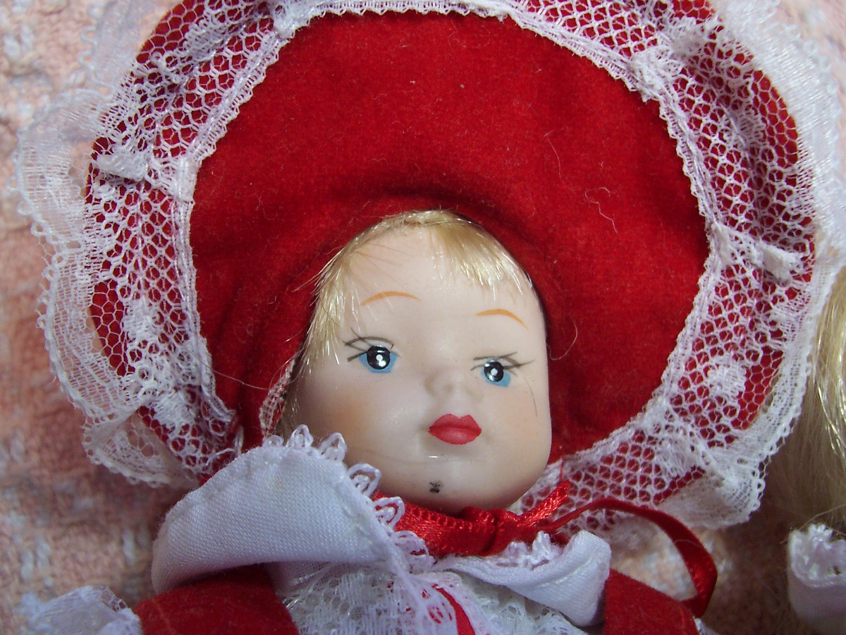 Porcelain Dolls Twins in Red