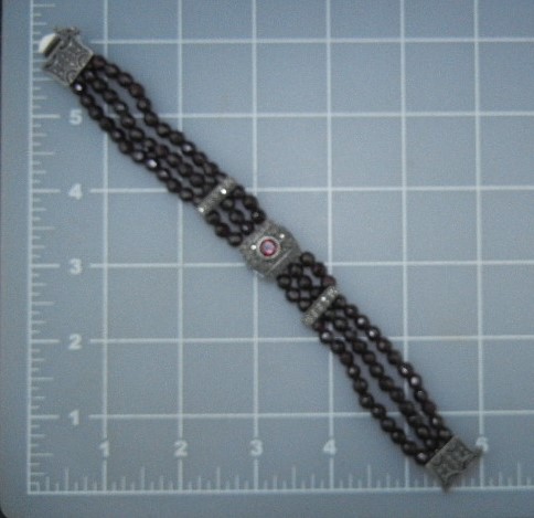 Marquisite Sterling Silver Garnets Bracelet