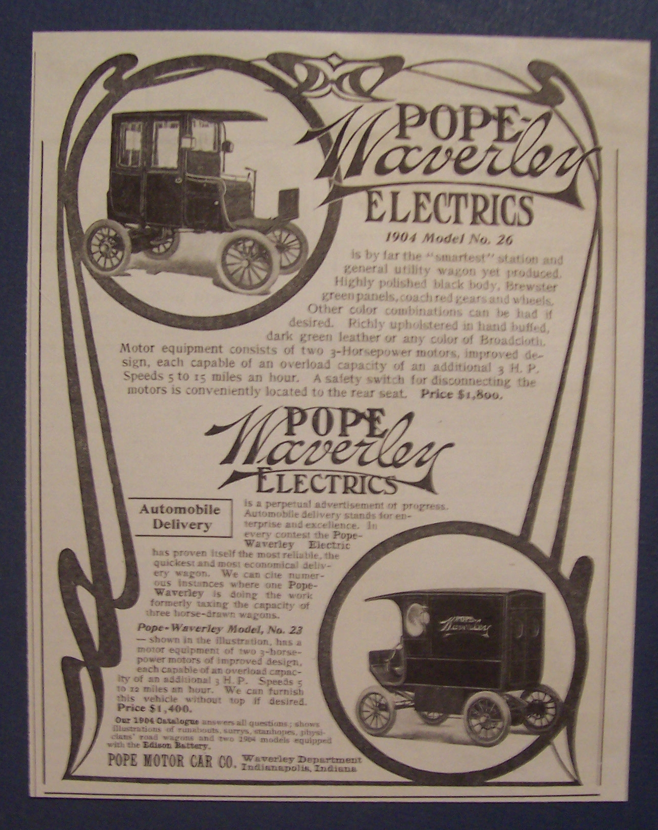 1904  Pope  Waverley  Electrics
