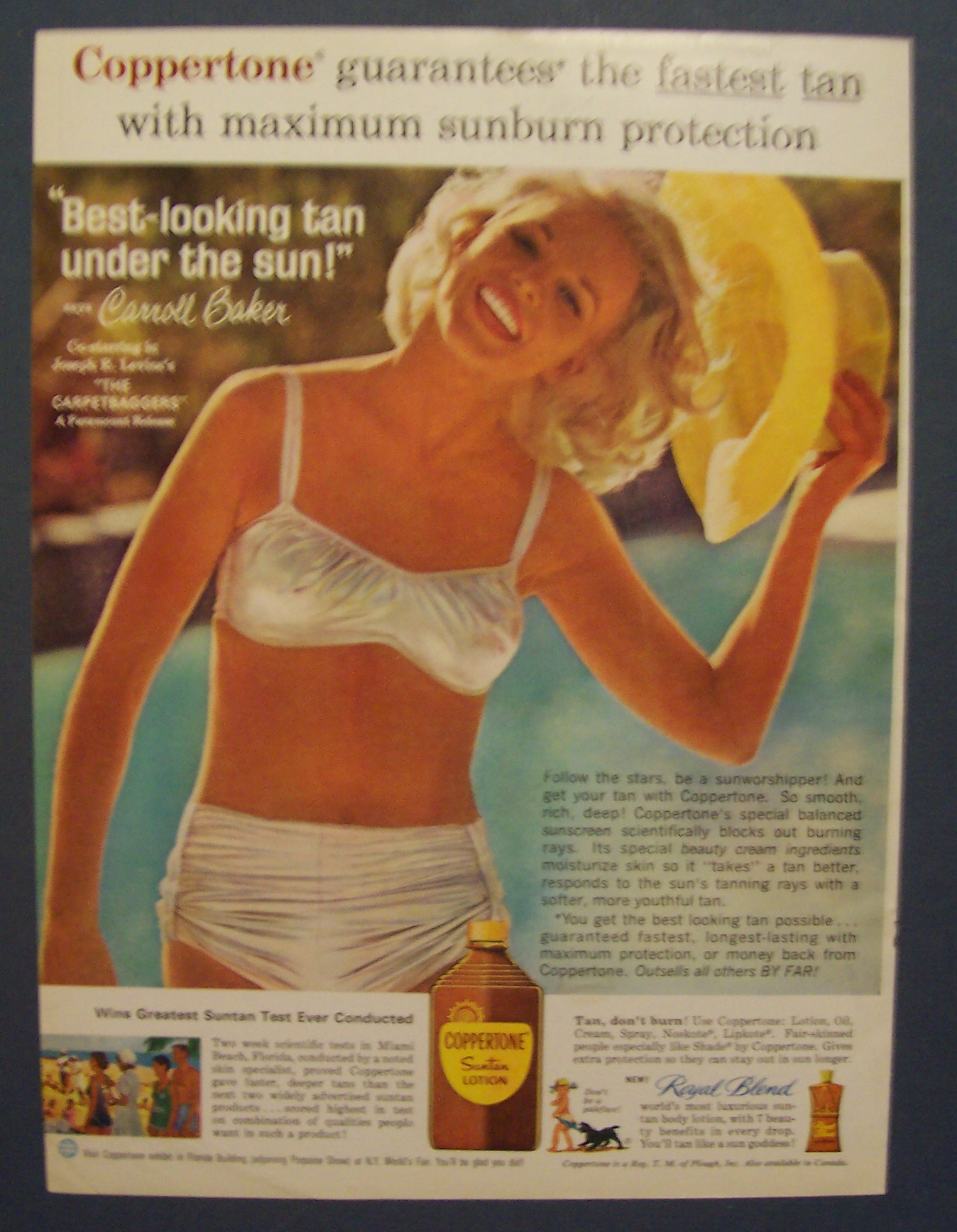 1964 Coppertone Suntan Lotion with Carroll Baker