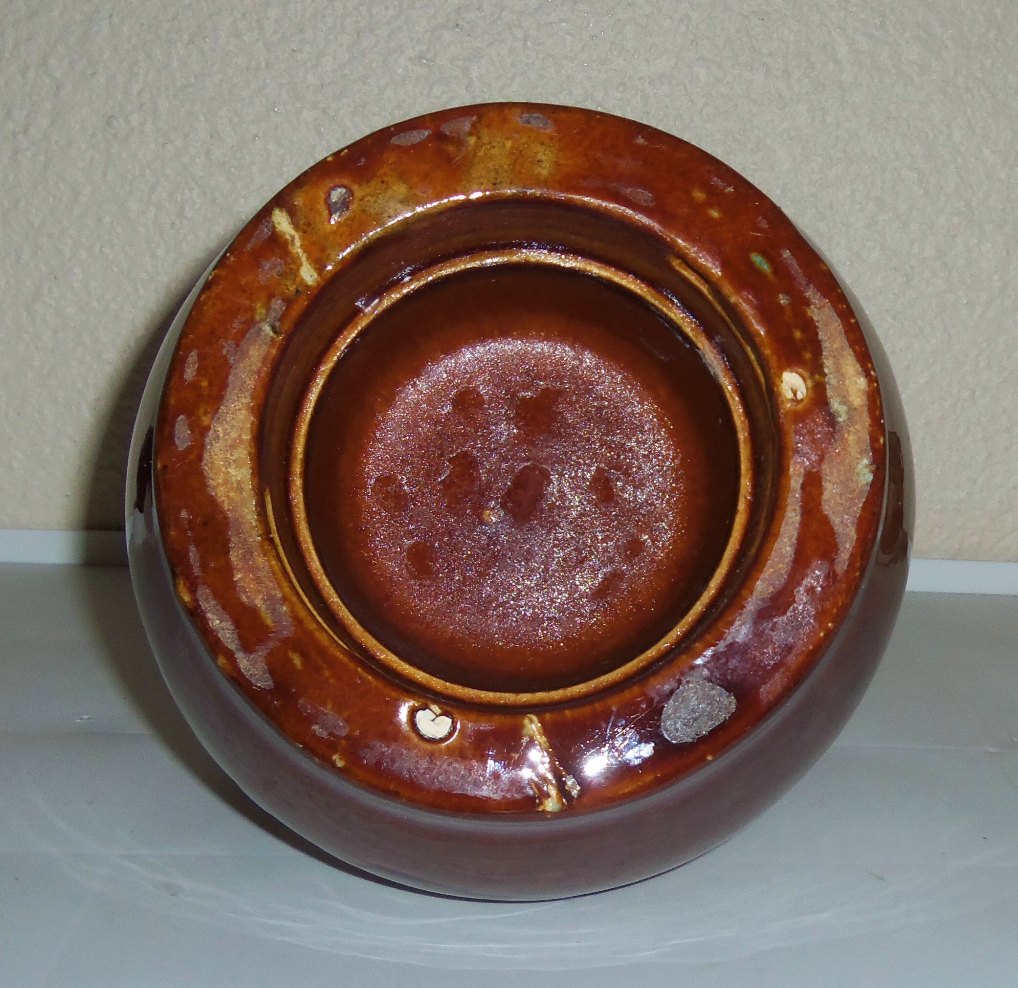 BRUSH McCOY POTTERY BROWN ONYX JUG W/CAP!