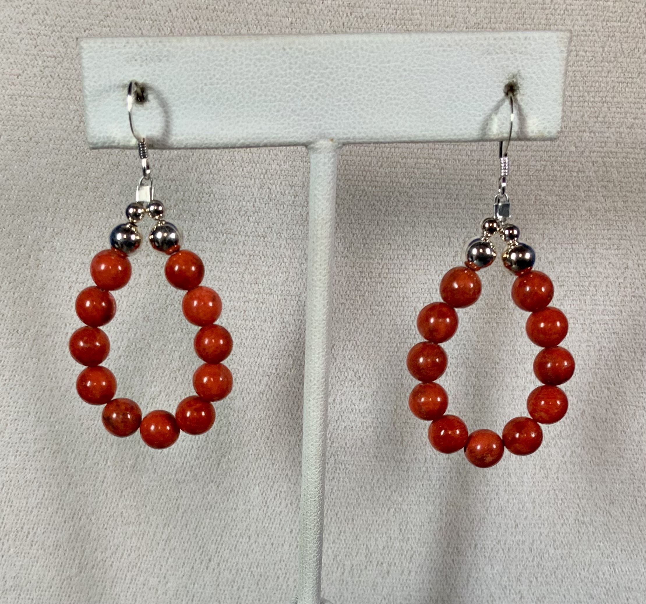 Apple Coral Sterling Silver Hook Earrings Navajo